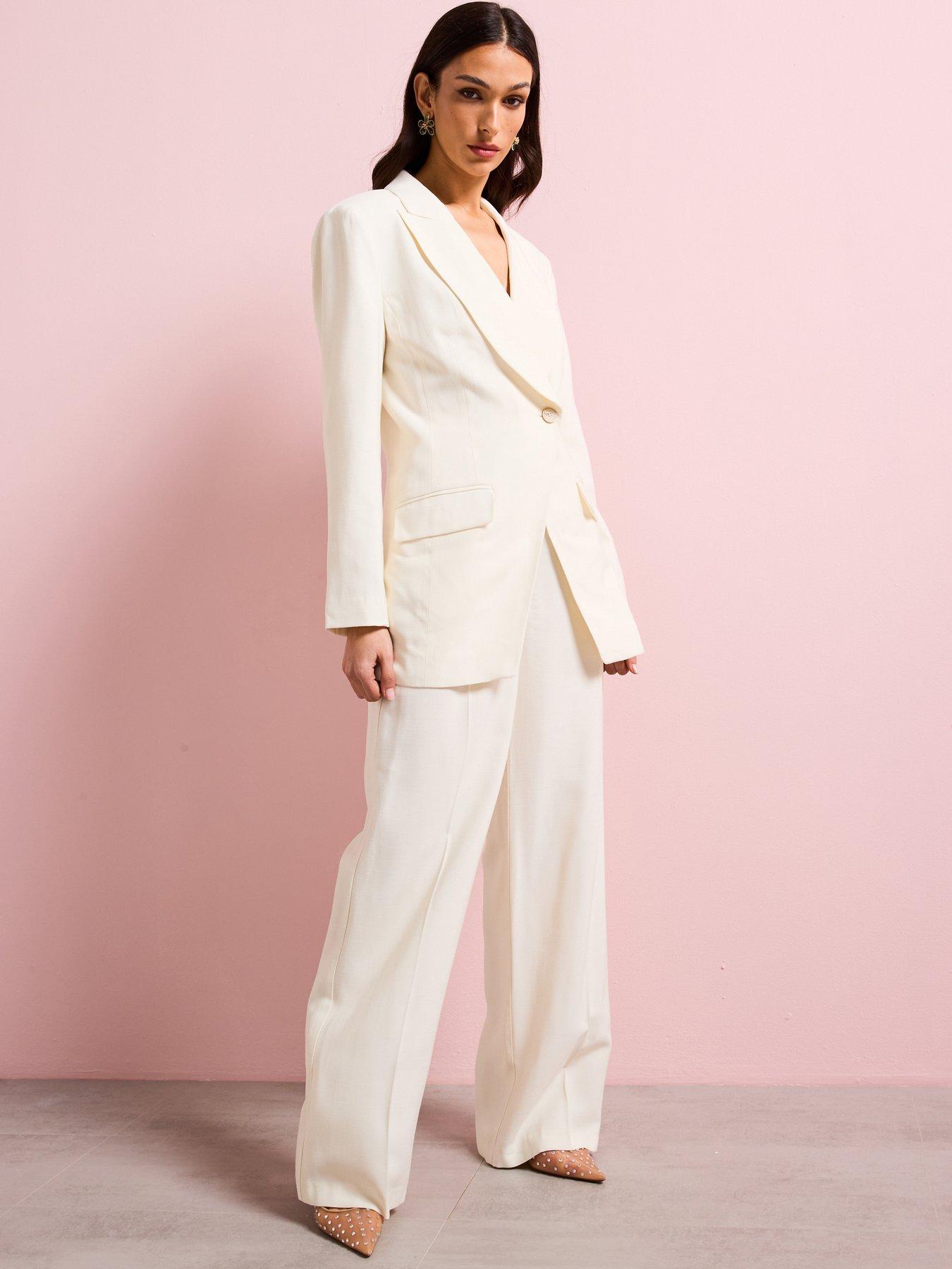 Image 5 of 5 of V by Very Wide Leg Pleated Trouser - Cream