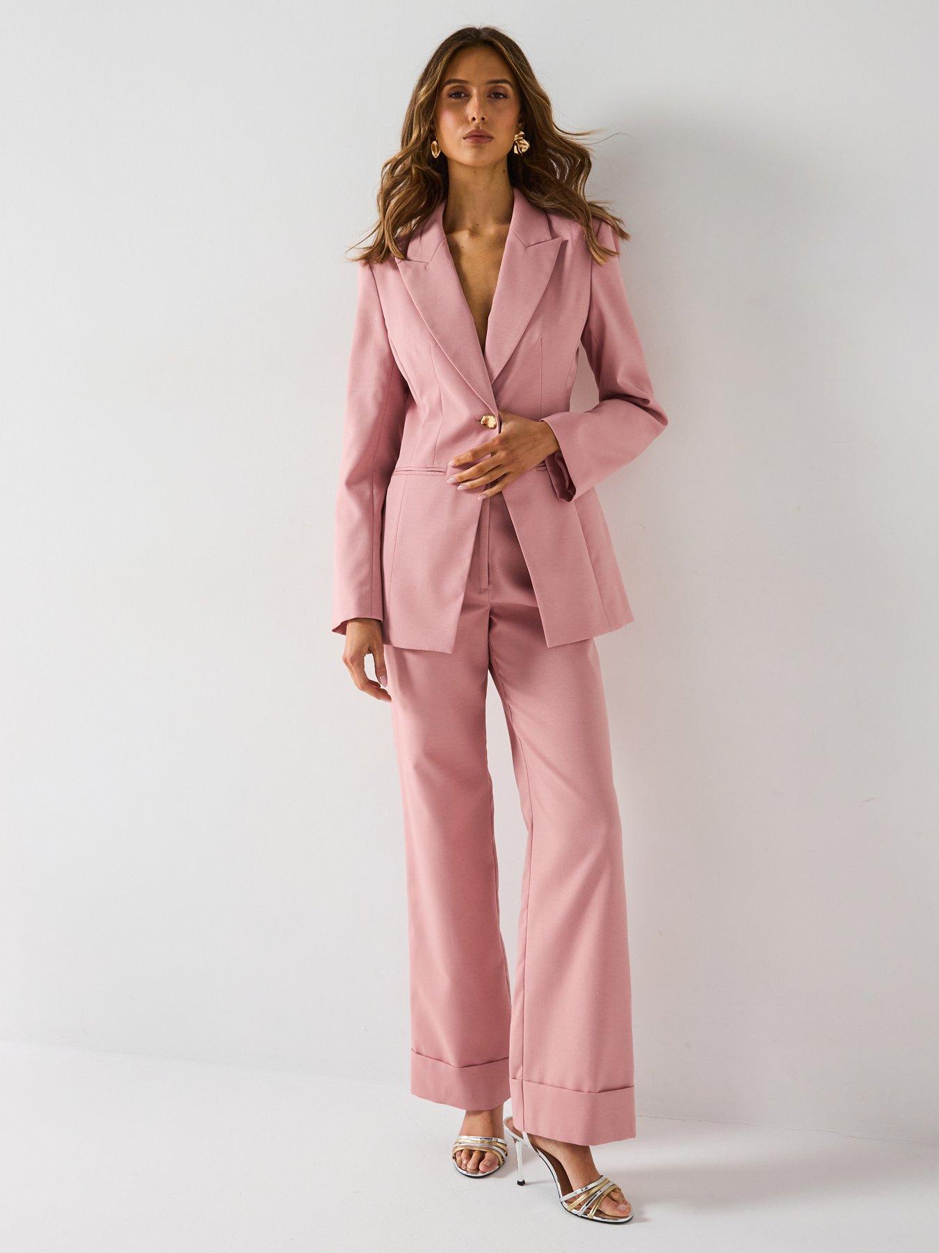 V by Very Statement Button Suit Blazer - Blush