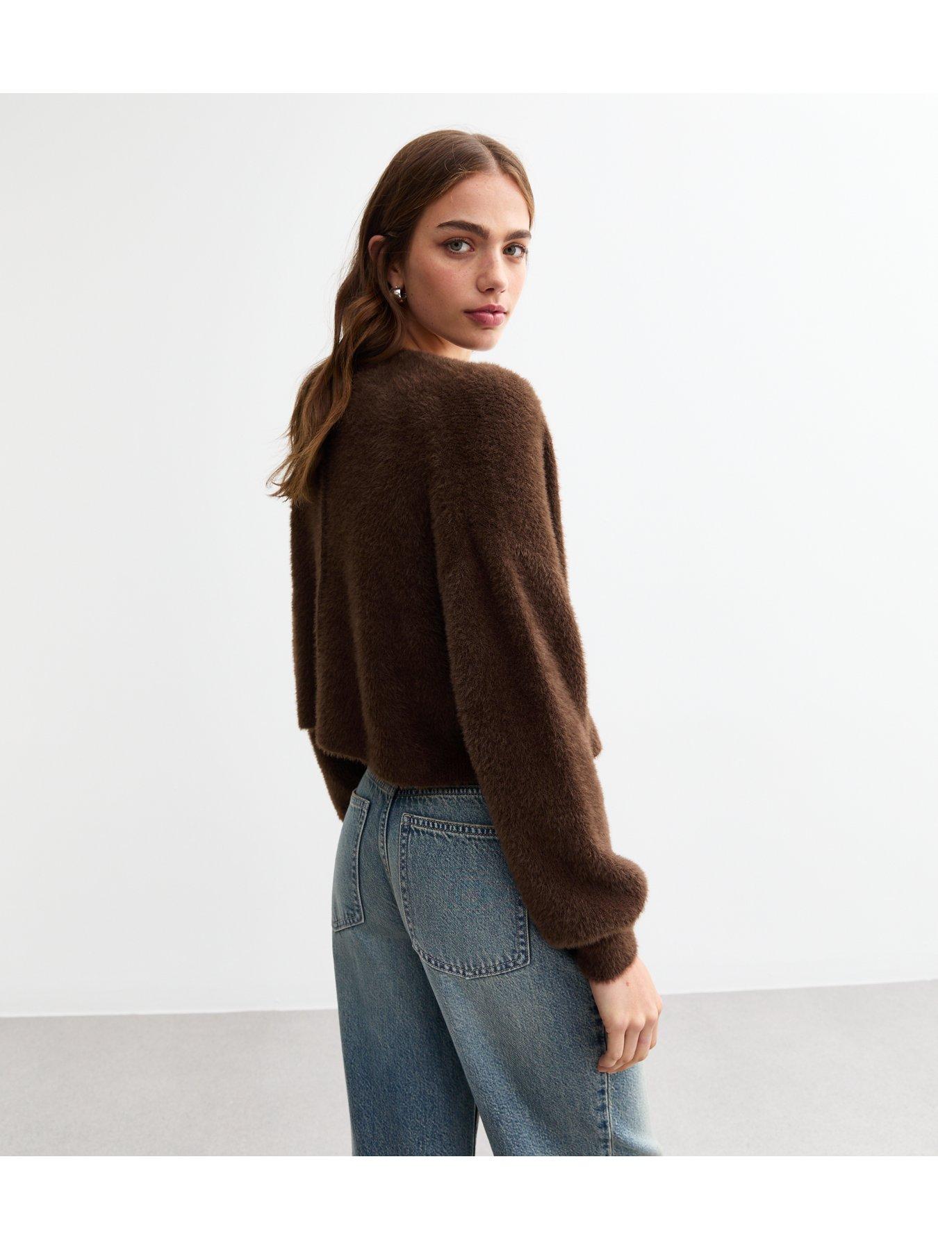 new-look-brown-metallic-thread-fluffy-crop-cardiganstillFront