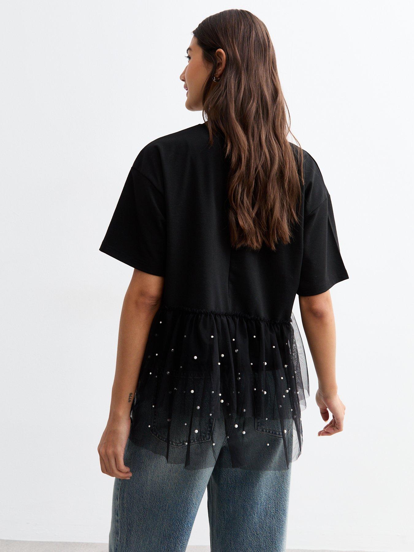 new-look-faux-pearl-tulle-and-jersey-t-shirt-blackstillFront