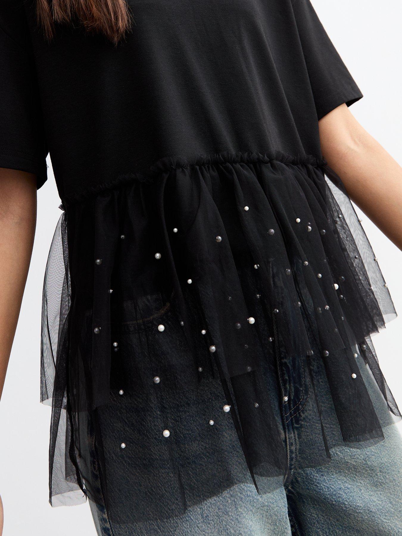 new-look-faux-pearl-tulle-and-jersey-t-shirt-blackoutfit