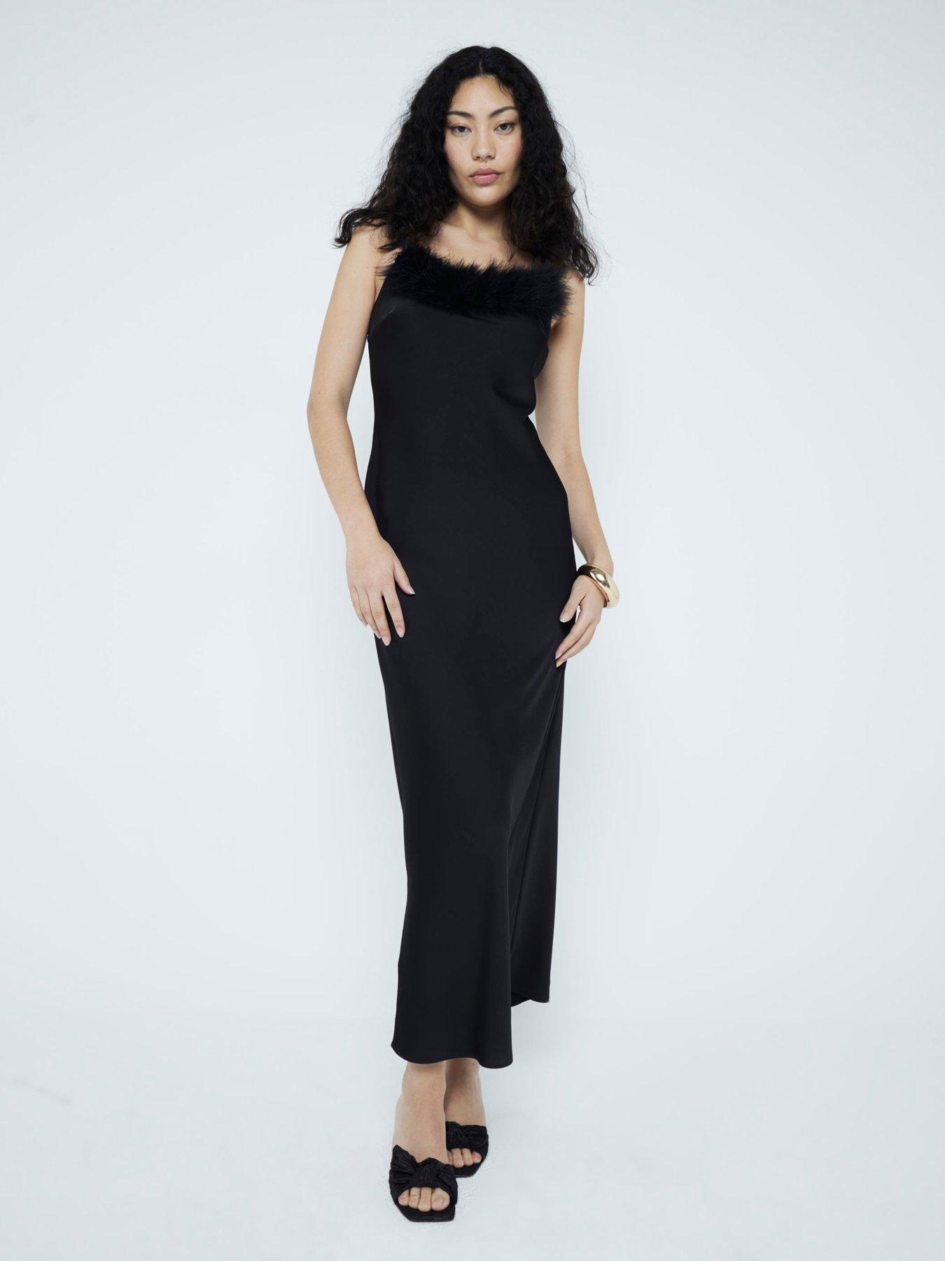 river-island-strappy-feather-trim-slip-dress-blackfront