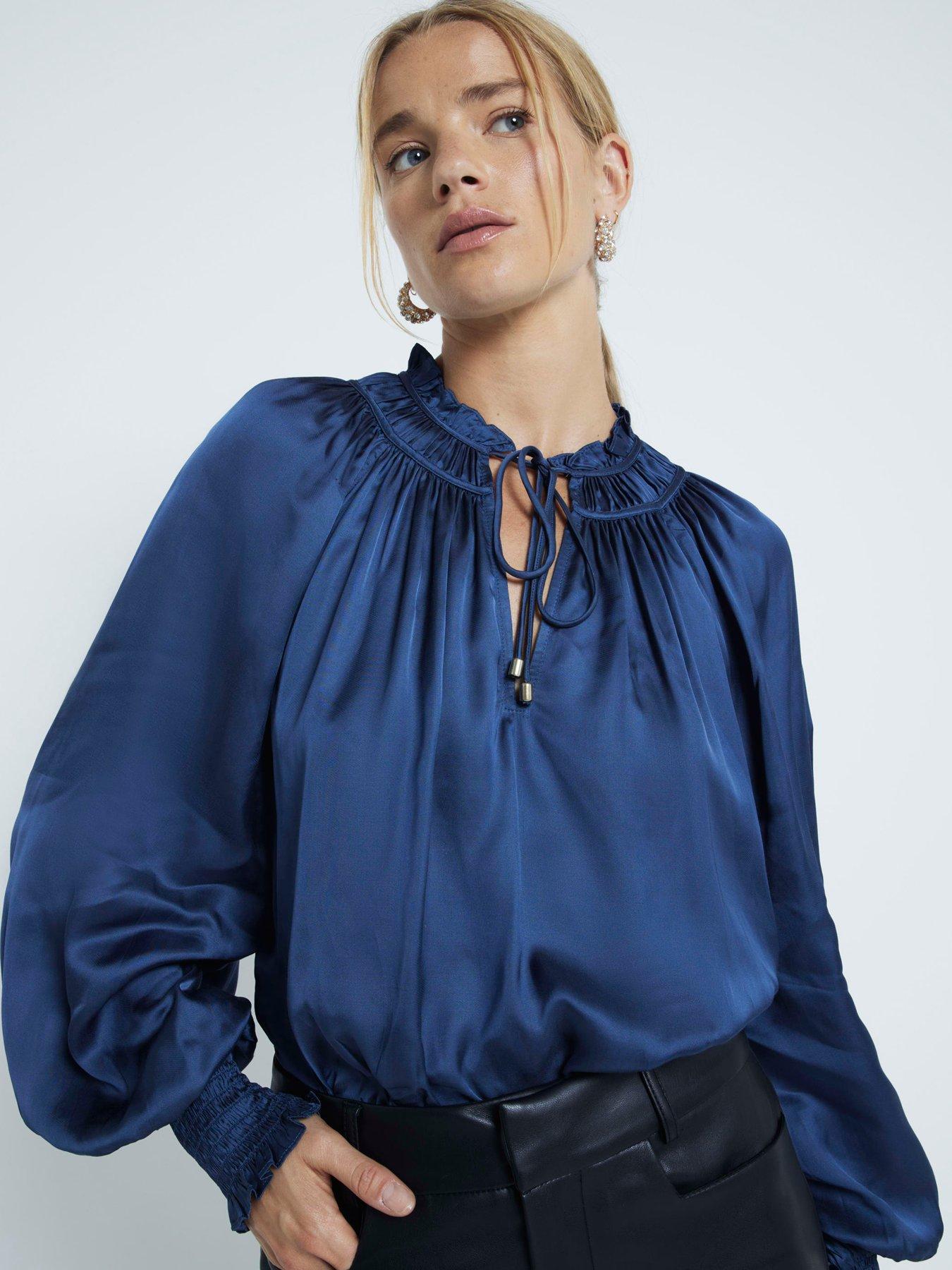 river-island-tie-neck-lurex-blouse-blue