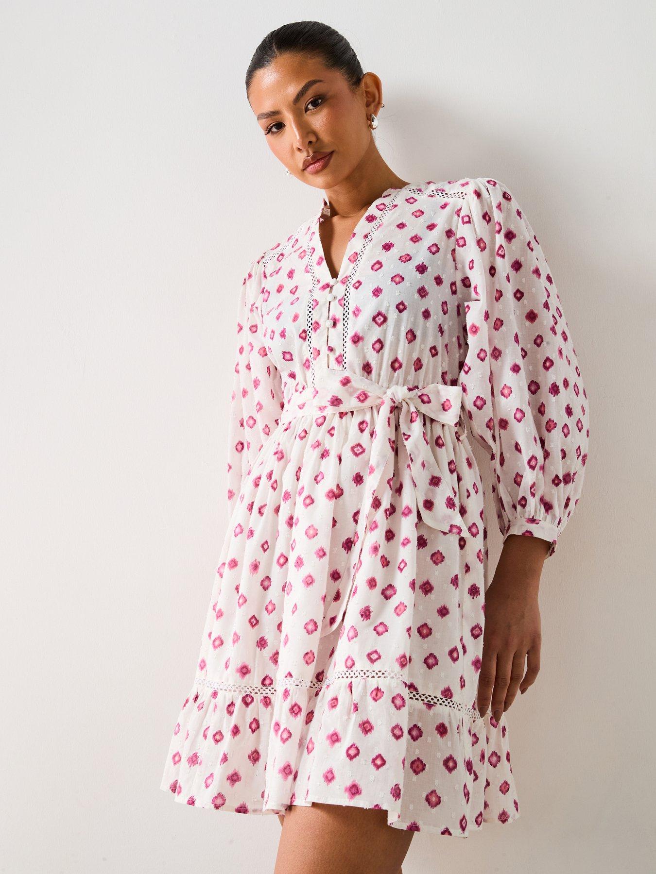 Image of V by Very Aztec Printed Mini Shirt Dress - White