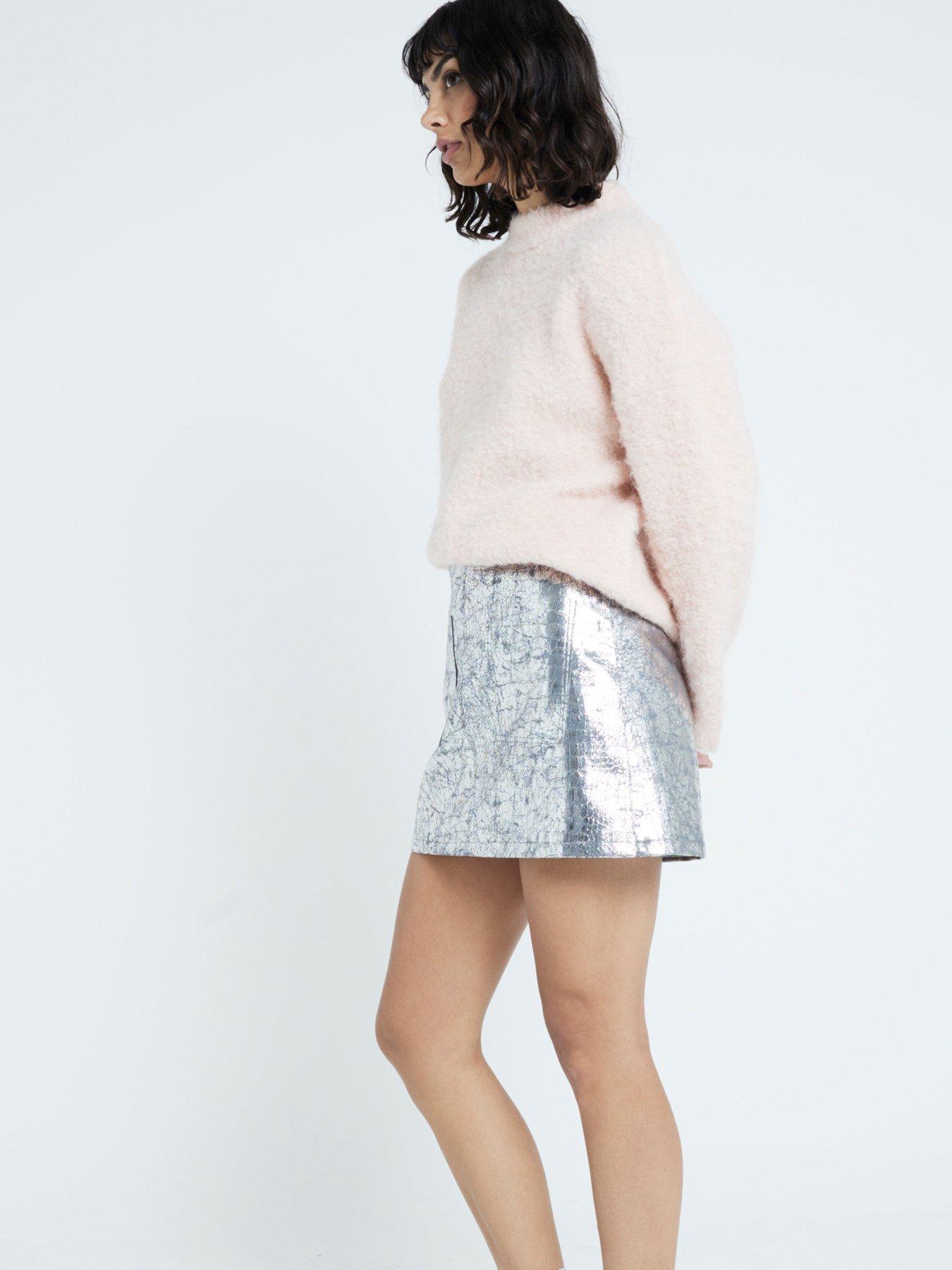 river-island-patch-pocket-mini-skirt-silverstillFront