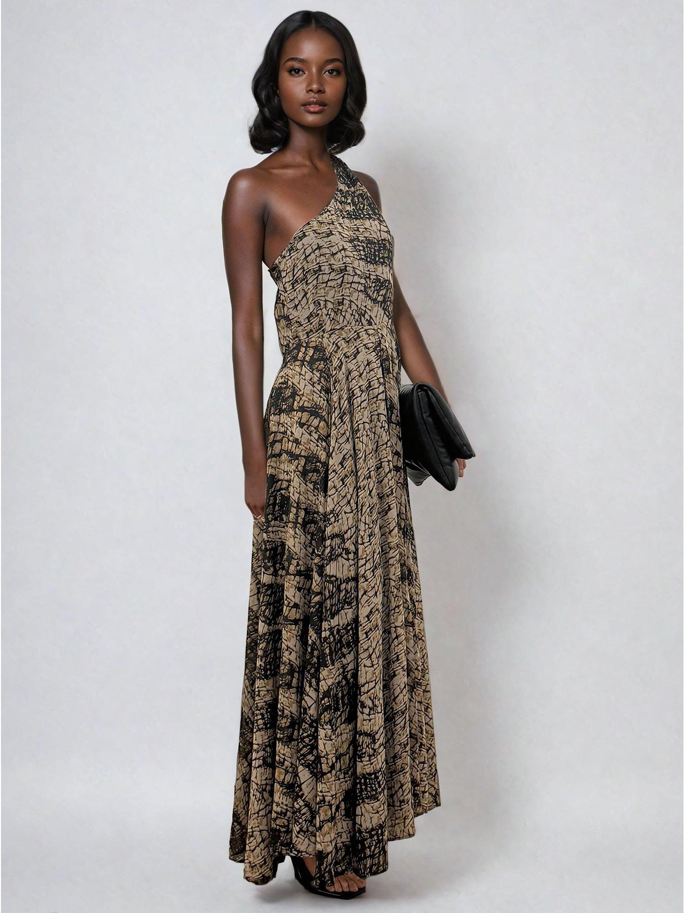 Image 4 of 4 of Religion One Shoulder Maxi Dress - Brown