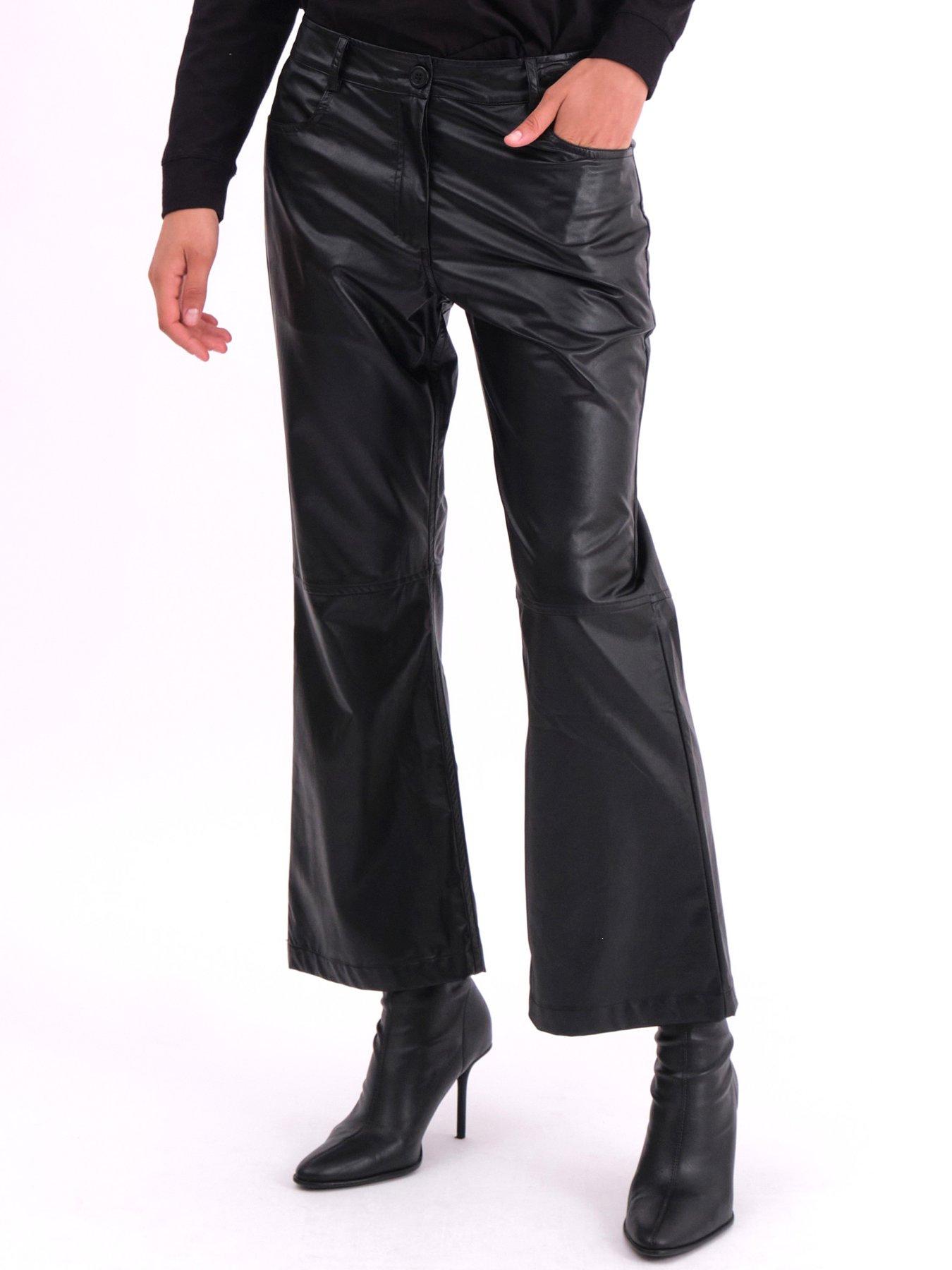 Religion Matte Faux Leather Bootcut Trouser - Black