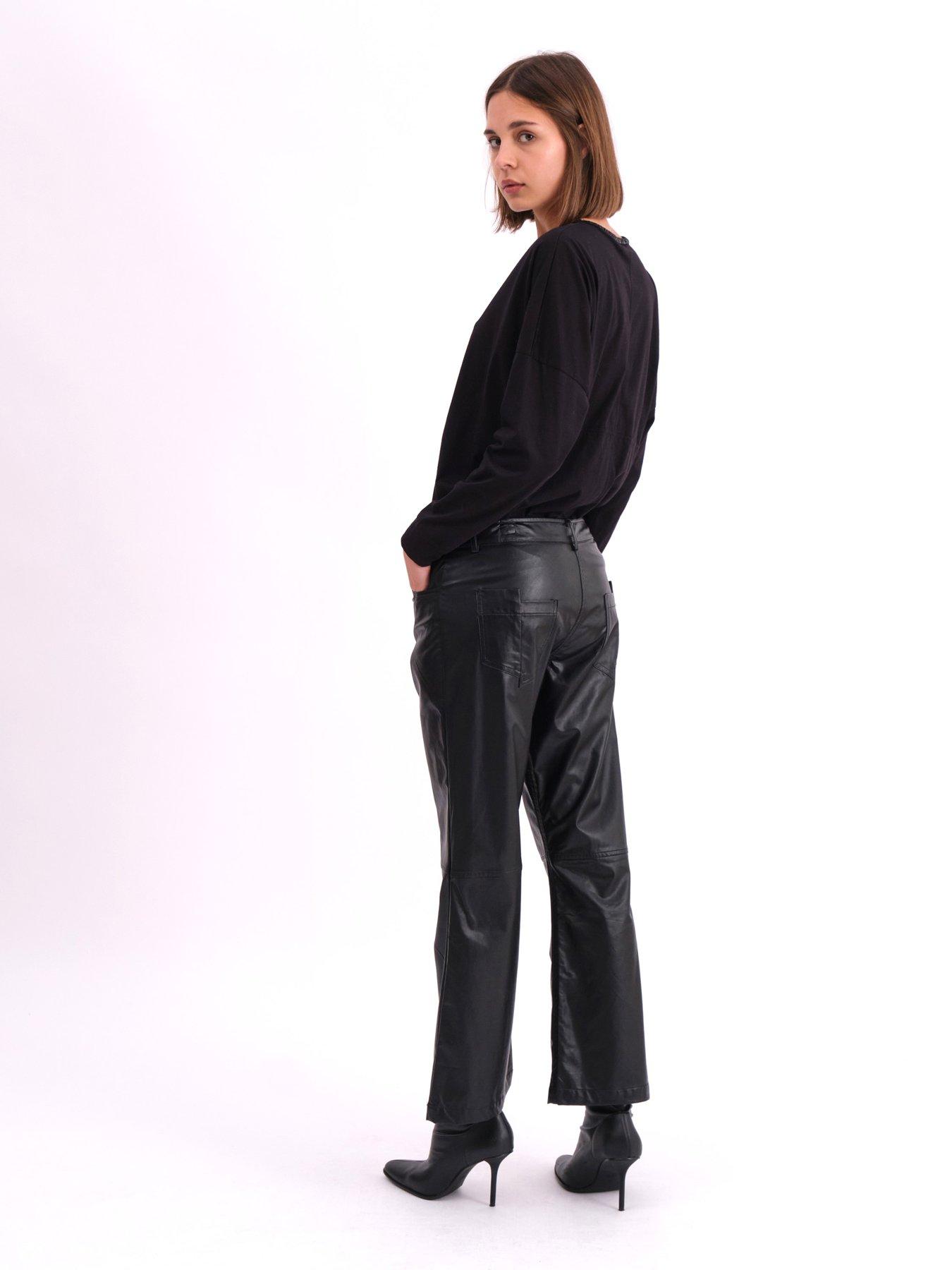 religion-matte-faux-leather-bootcut-trouser-blackoutfit