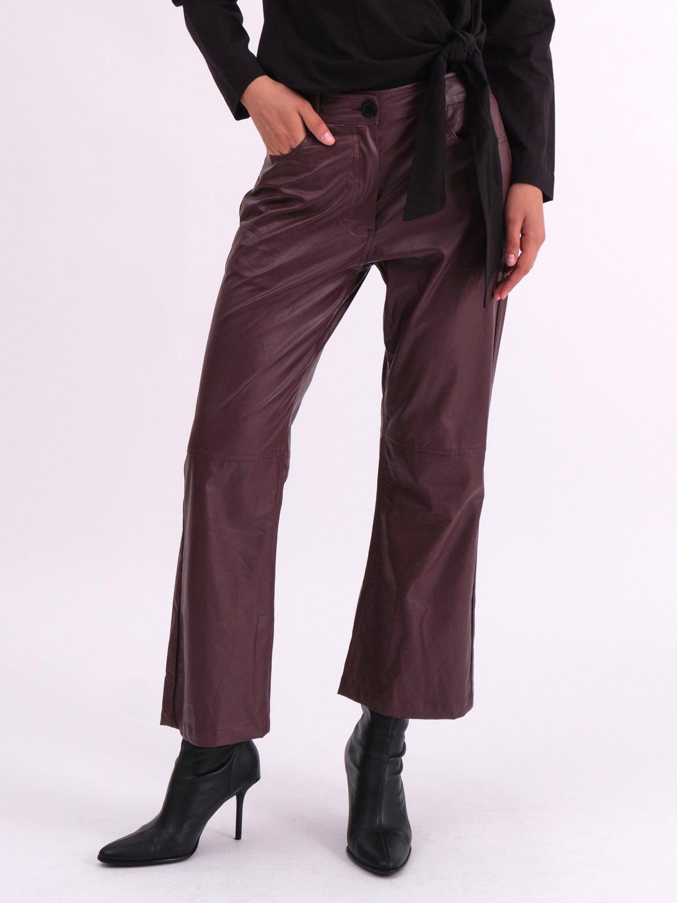 religion-matte-faux-leather-bootcut-trouser-red