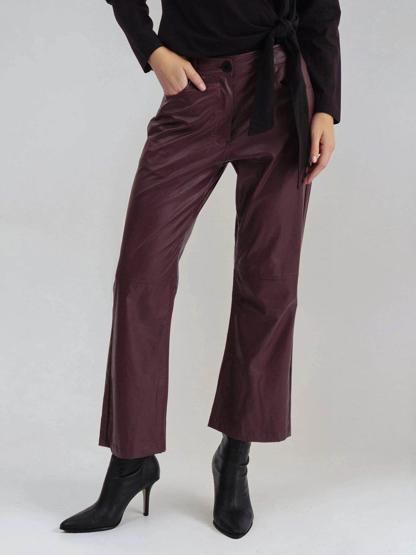 Image 1 of 4 of Religion Matte Faux Leather Bootcut Trouser - Red