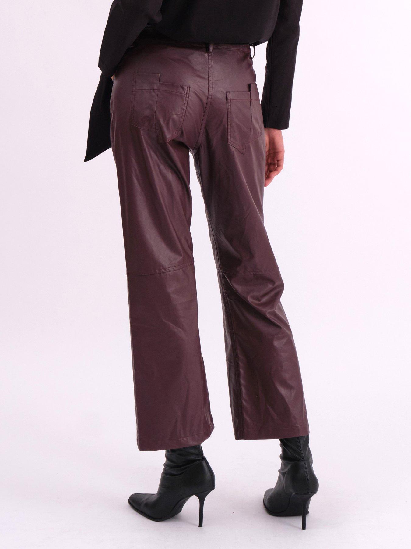 religion-matte-faux-leather-bootcut-trouser-redstillFront