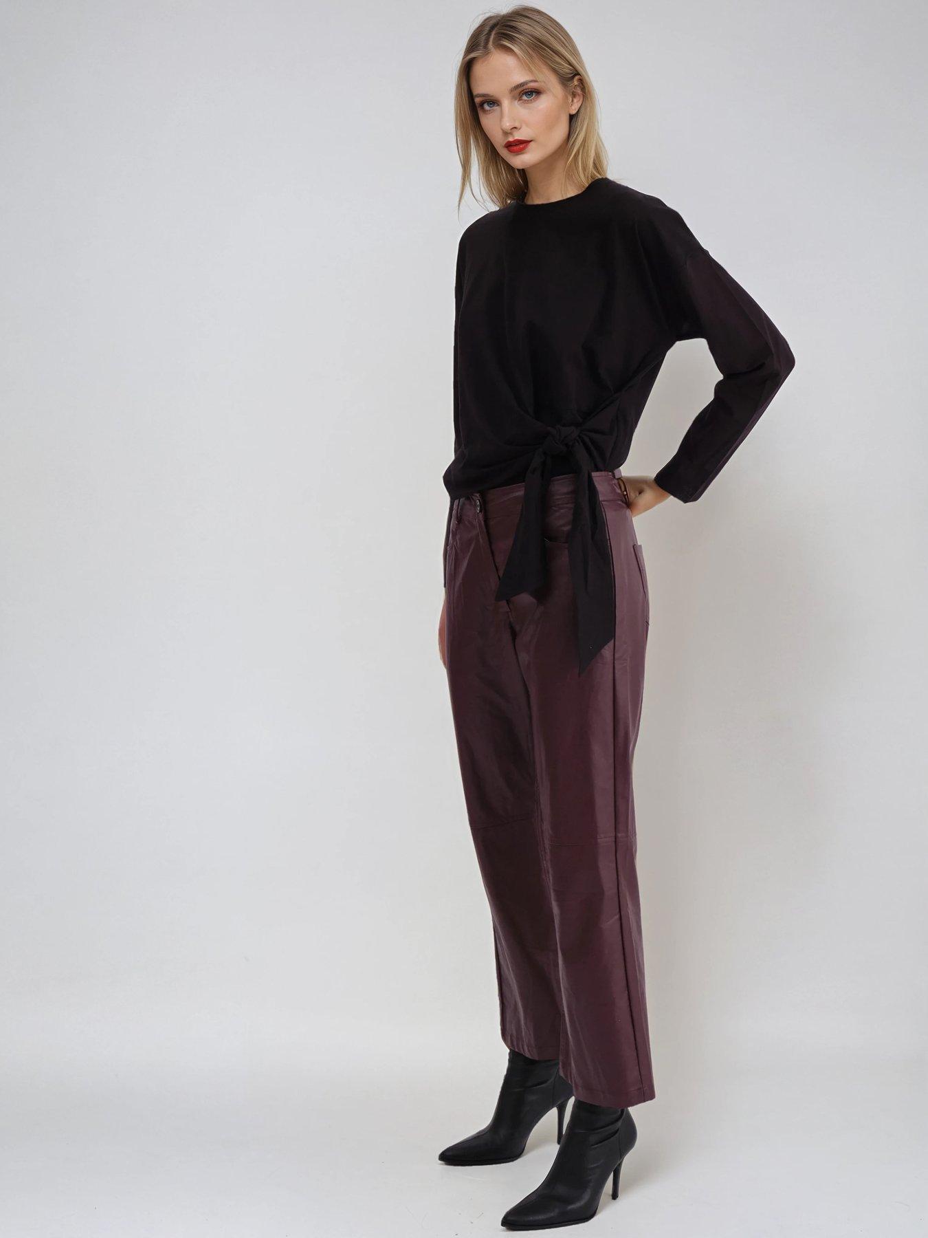 Image 3 of 4 of Religion Matte Faux Leather Bootcut Trouser - Red