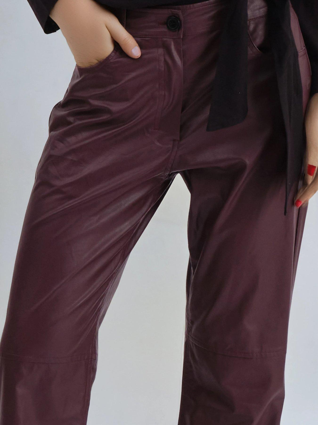 Image 4 of 4 of Religion Matte Faux Leather Bootcut Trouser - Red