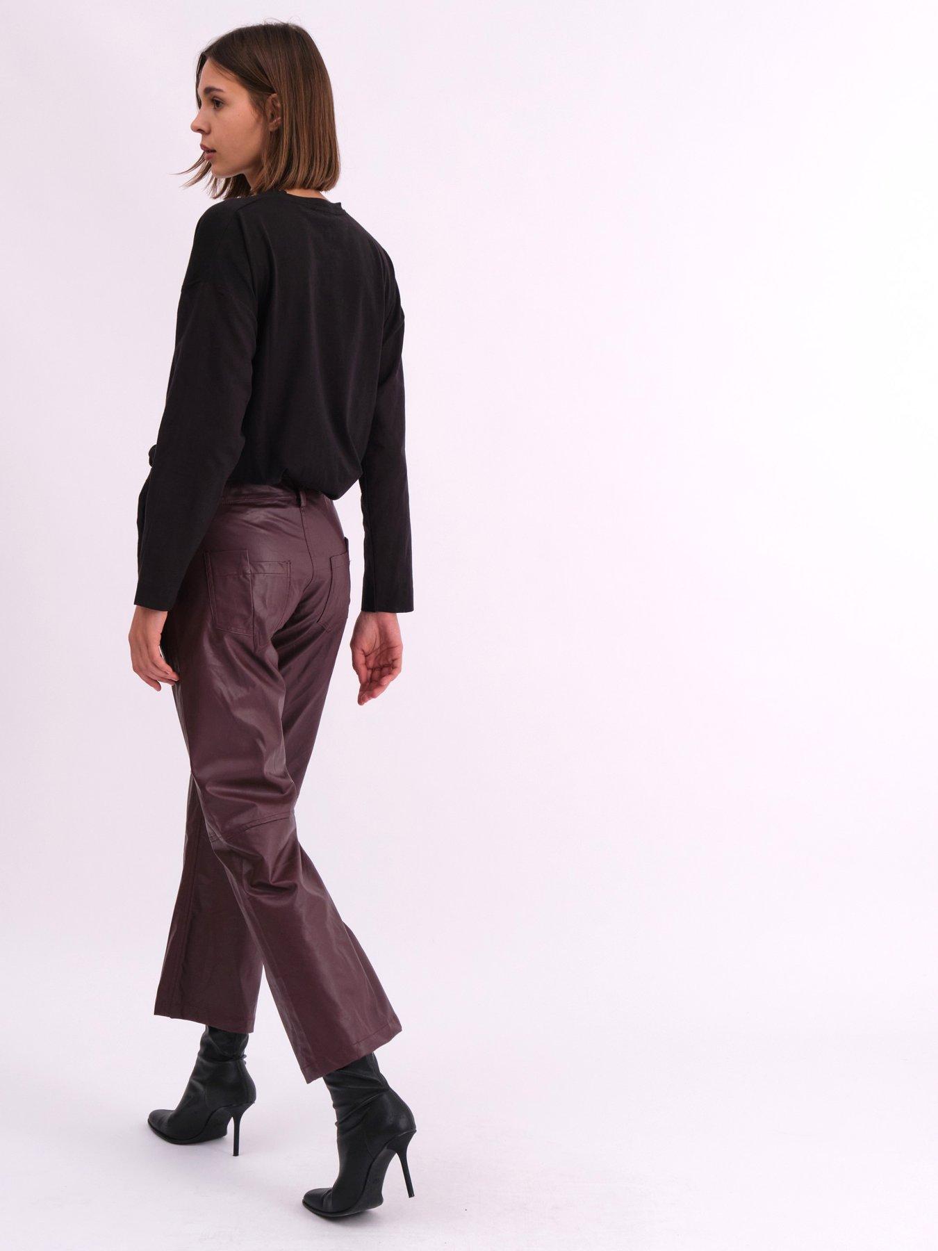 religion-matte-faux-leather-bootcut-trouser-reddetail