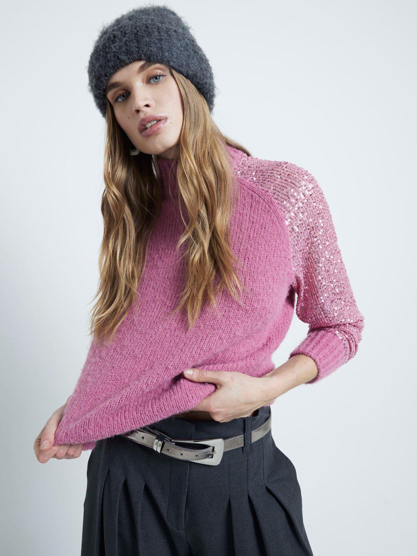 river-island-sequin-sleeve-jumper-medium-pink