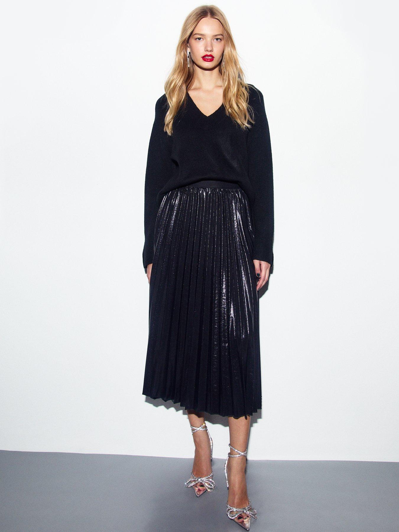 new-look-shimmer-pleated-midi-skirt-black