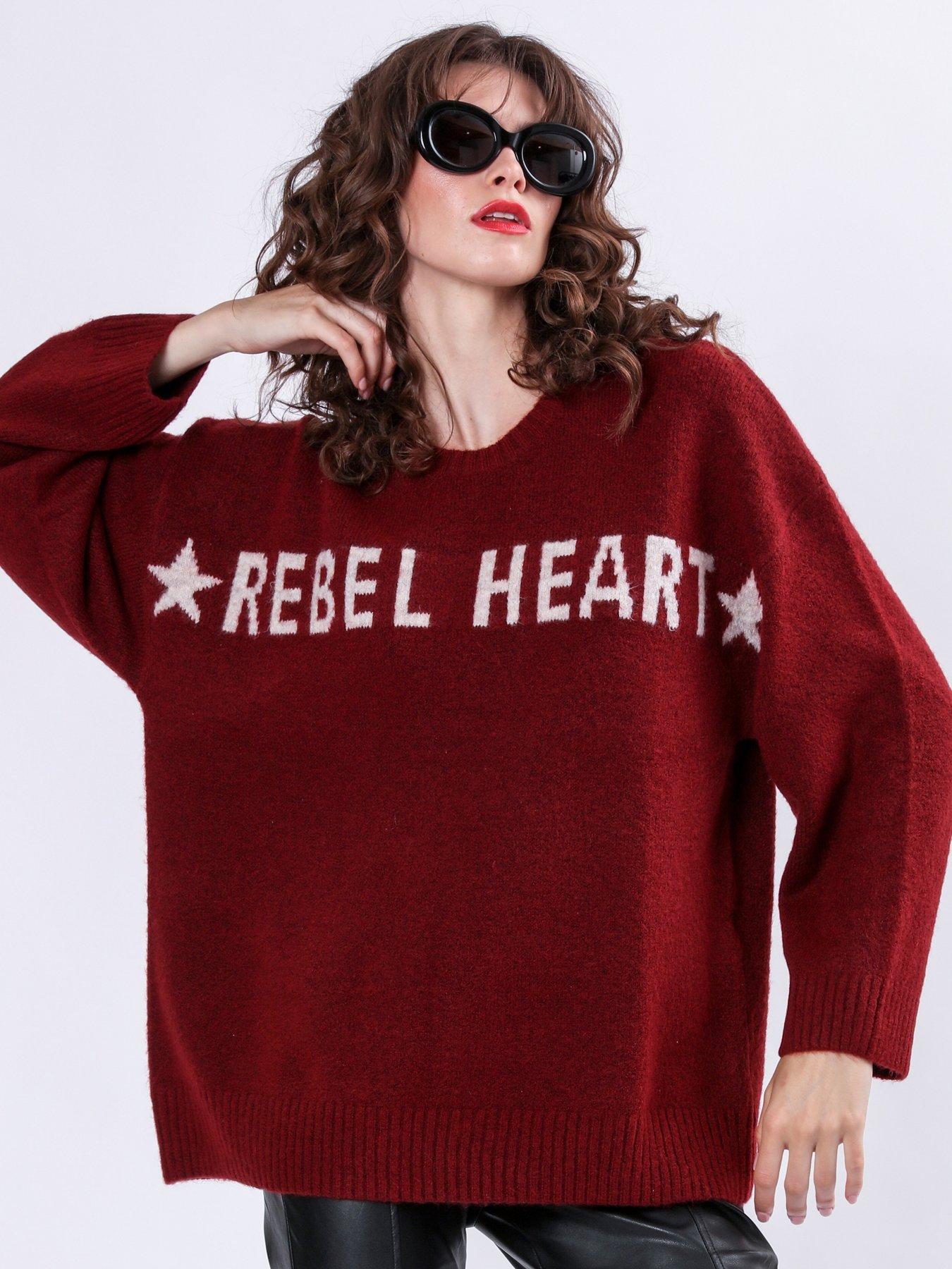 Religion Rebel Heart Oversized Jumper - Red