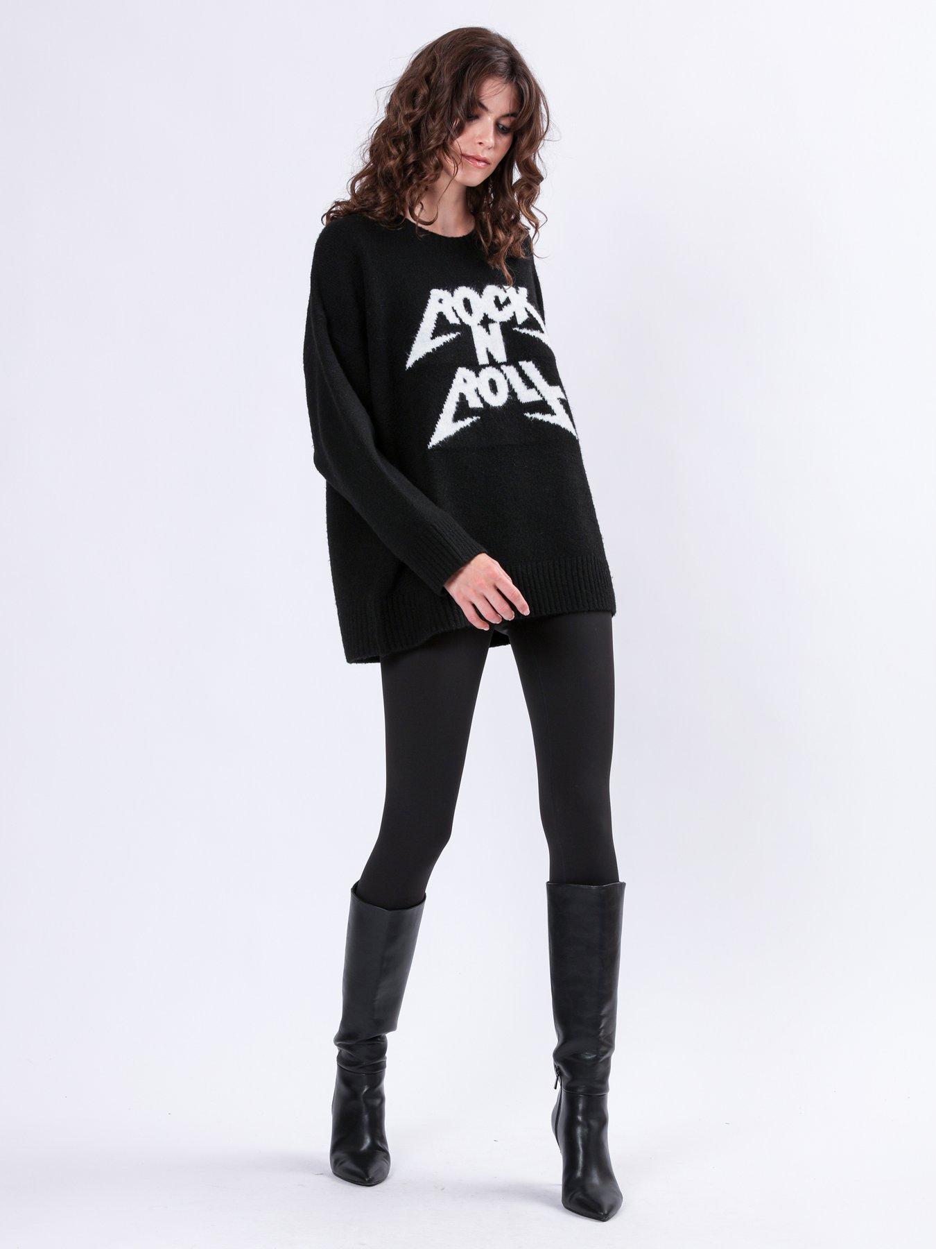 Image 3 of 6 of Religion Oversized Lightning Bolt Print Jumper - Black