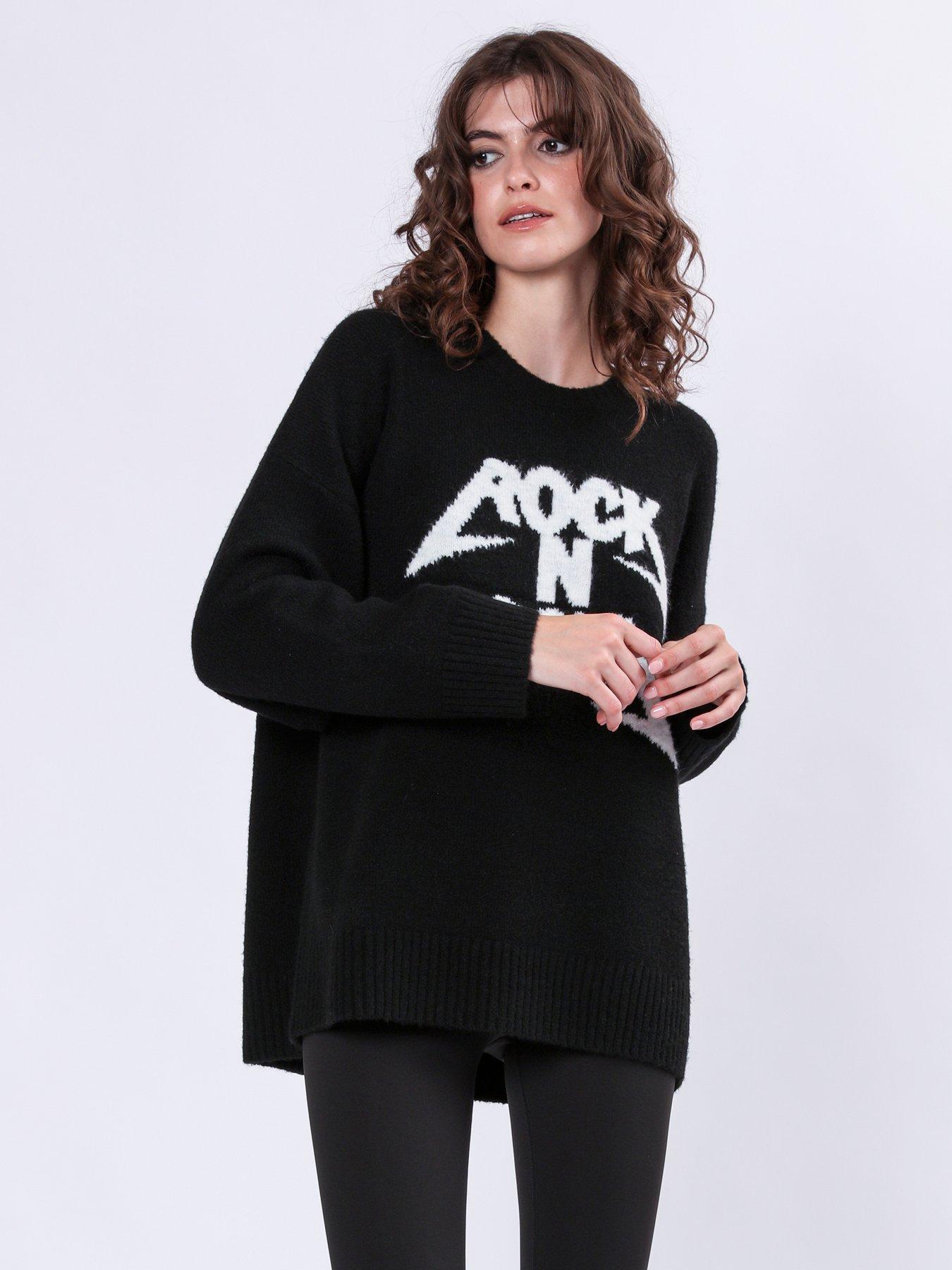 Image 4 of 6 of Religion Oversized Lightning Bolt Print Jumper - Black