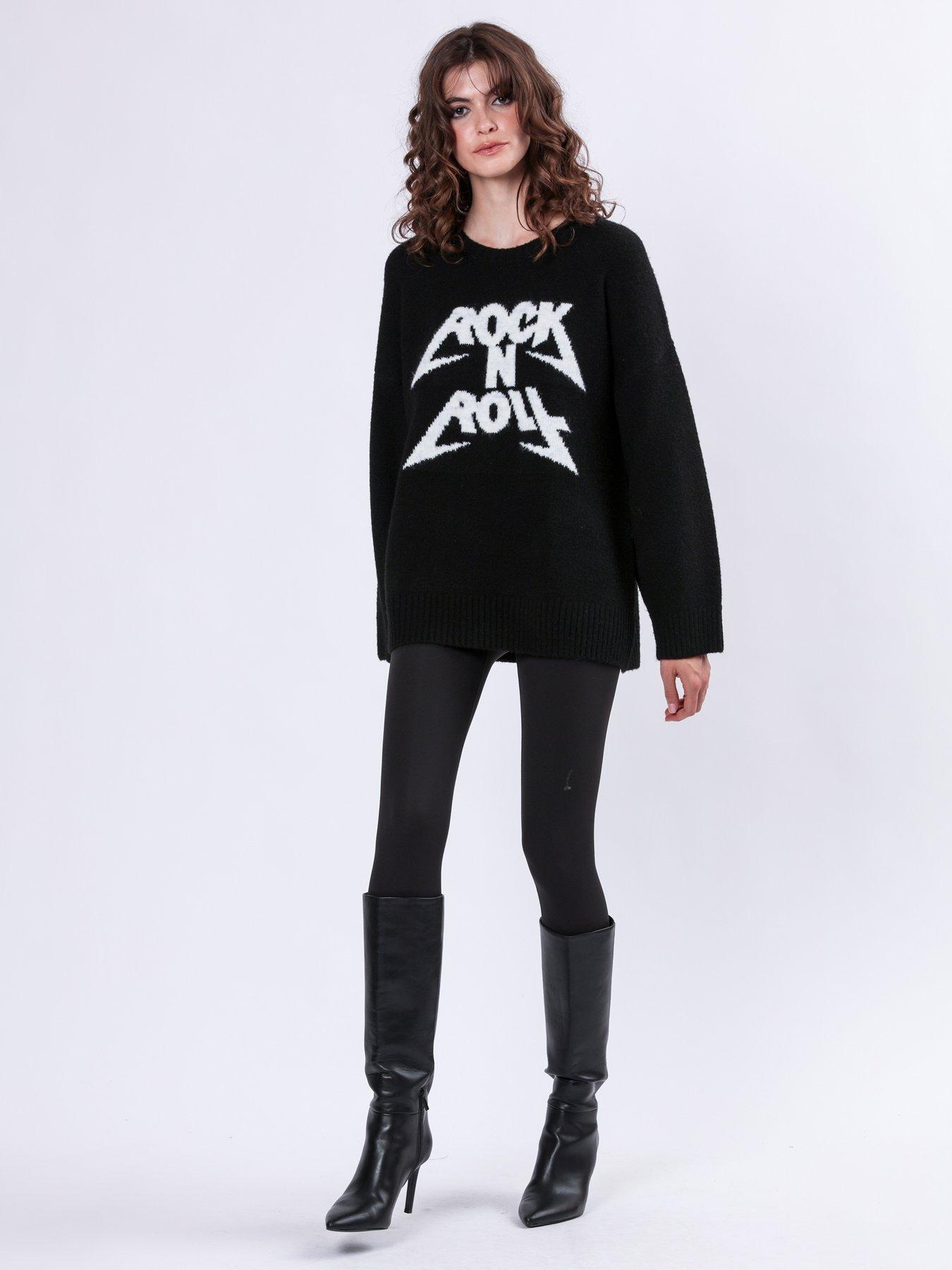 Image 5 of 6 of Religion Oversized Lightning Bolt Print Jumper - Black