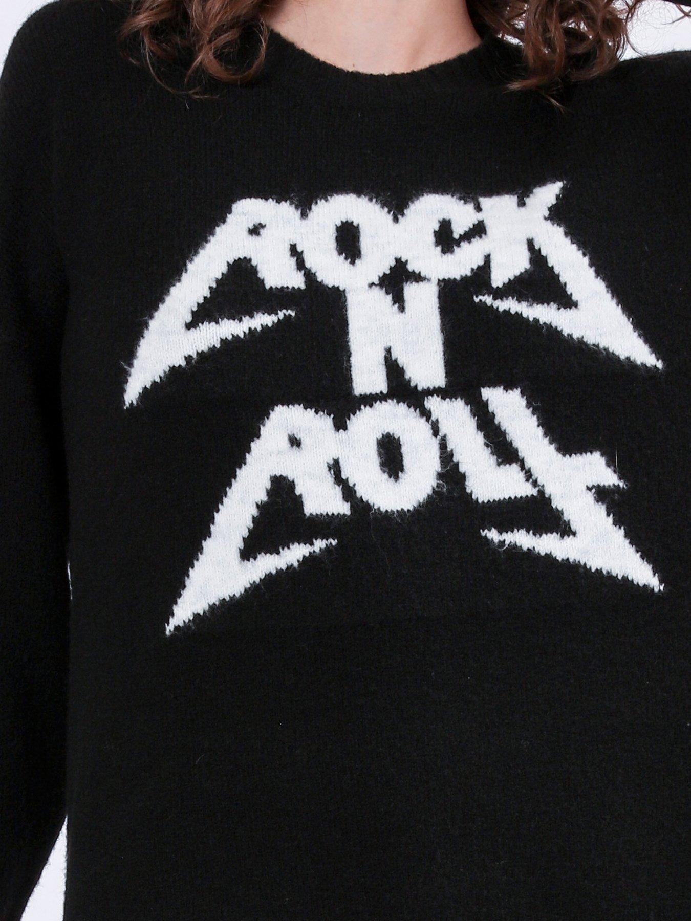 Image 6 of 6 of Religion Oversized Lightning Bolt Print Jumper - Black