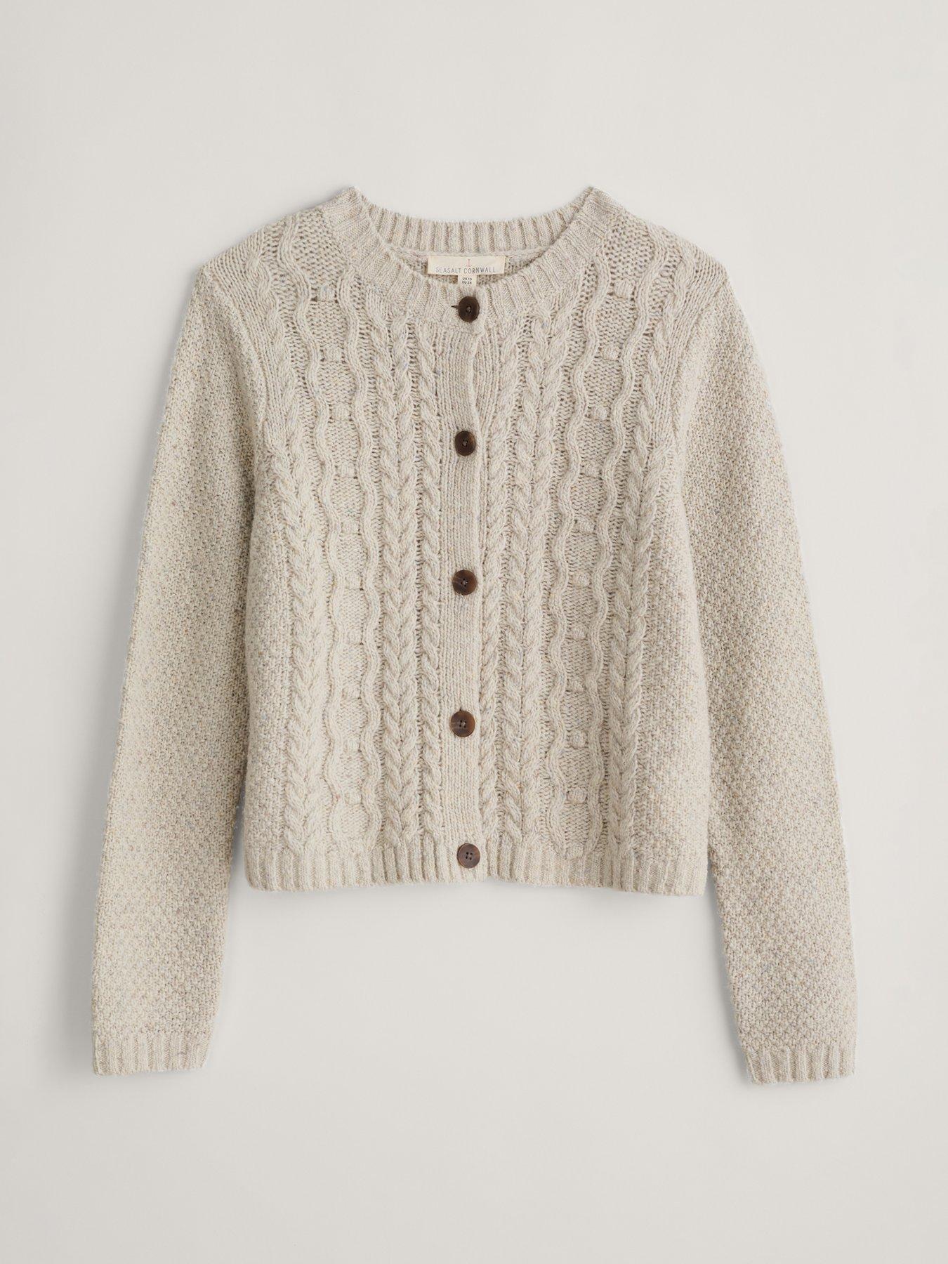 Image 4 of 5 of Seasalt Cornwall Merino Wool Mix Button Up Cardigan - Cream