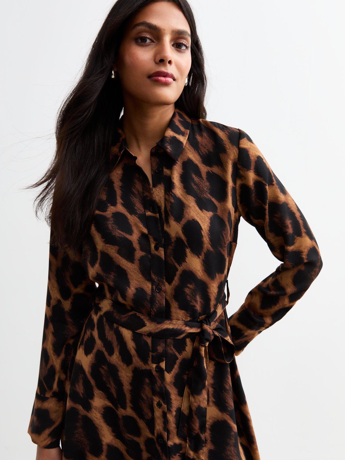 new-look-brown-leopard-print-long-sleeve-shirt-dressoutfit