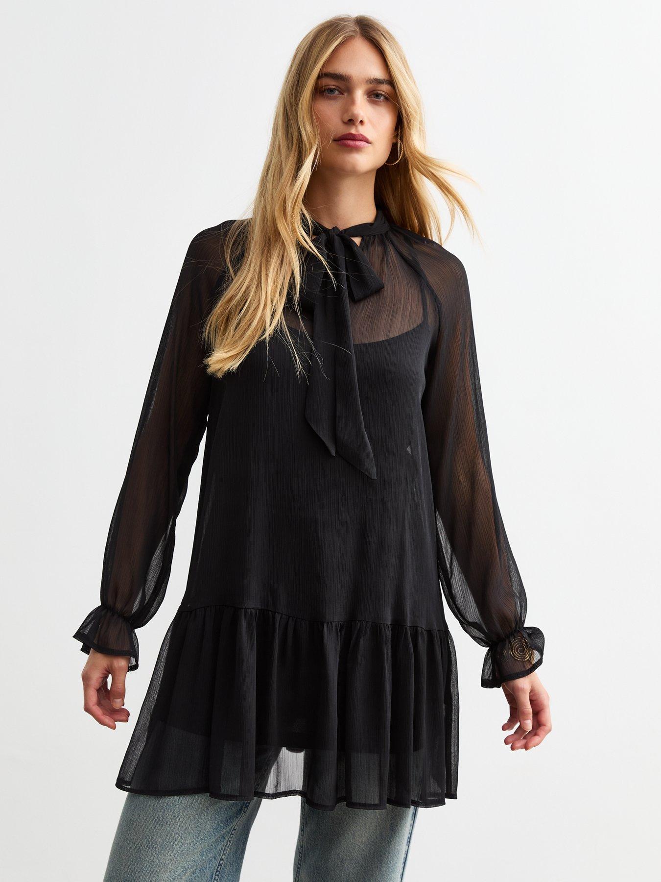 new-look-pussybow-chiffon-mini-dress-black