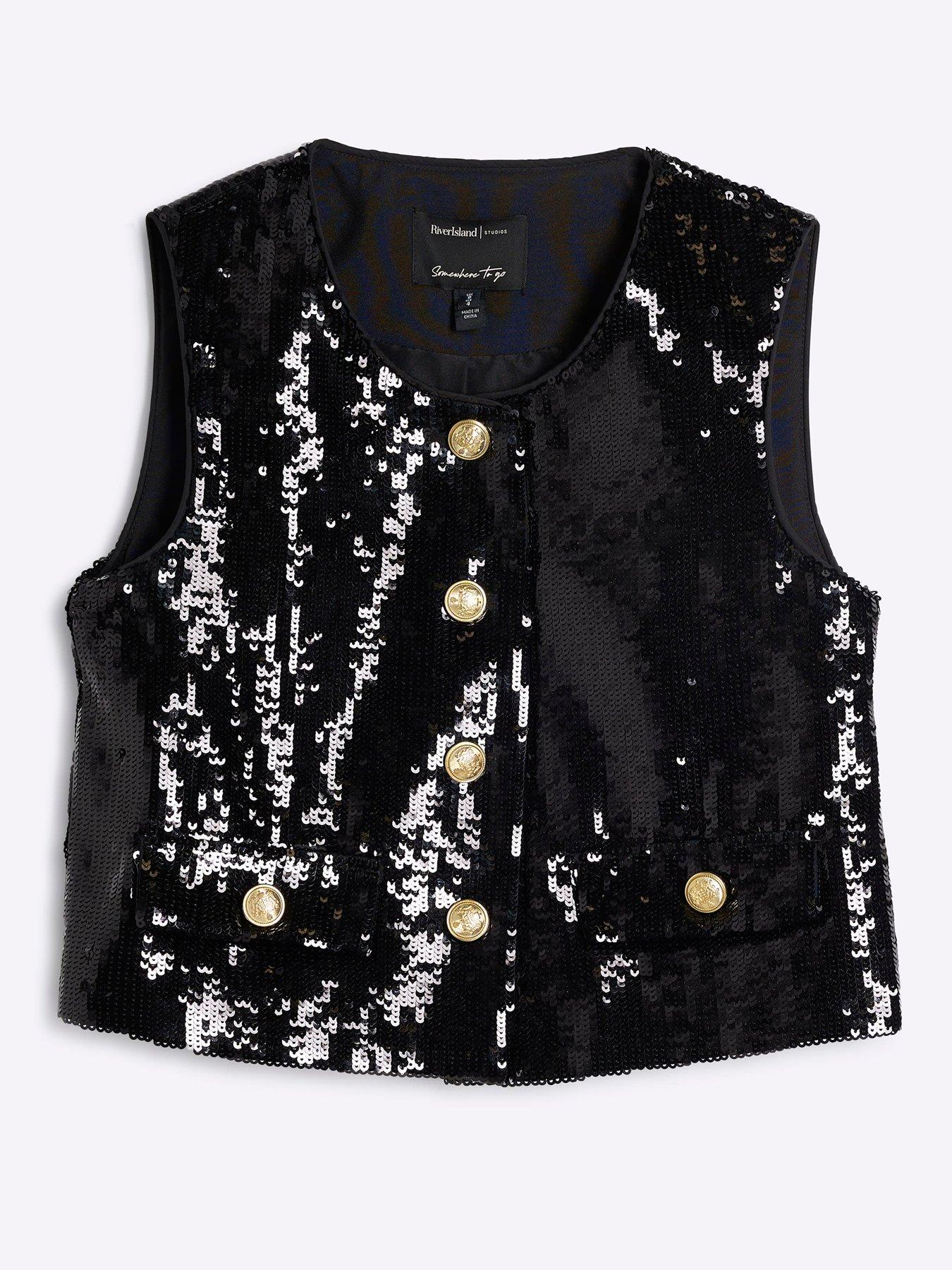 river-island-collarless-sequin-button-waistcoat-blackoutfit