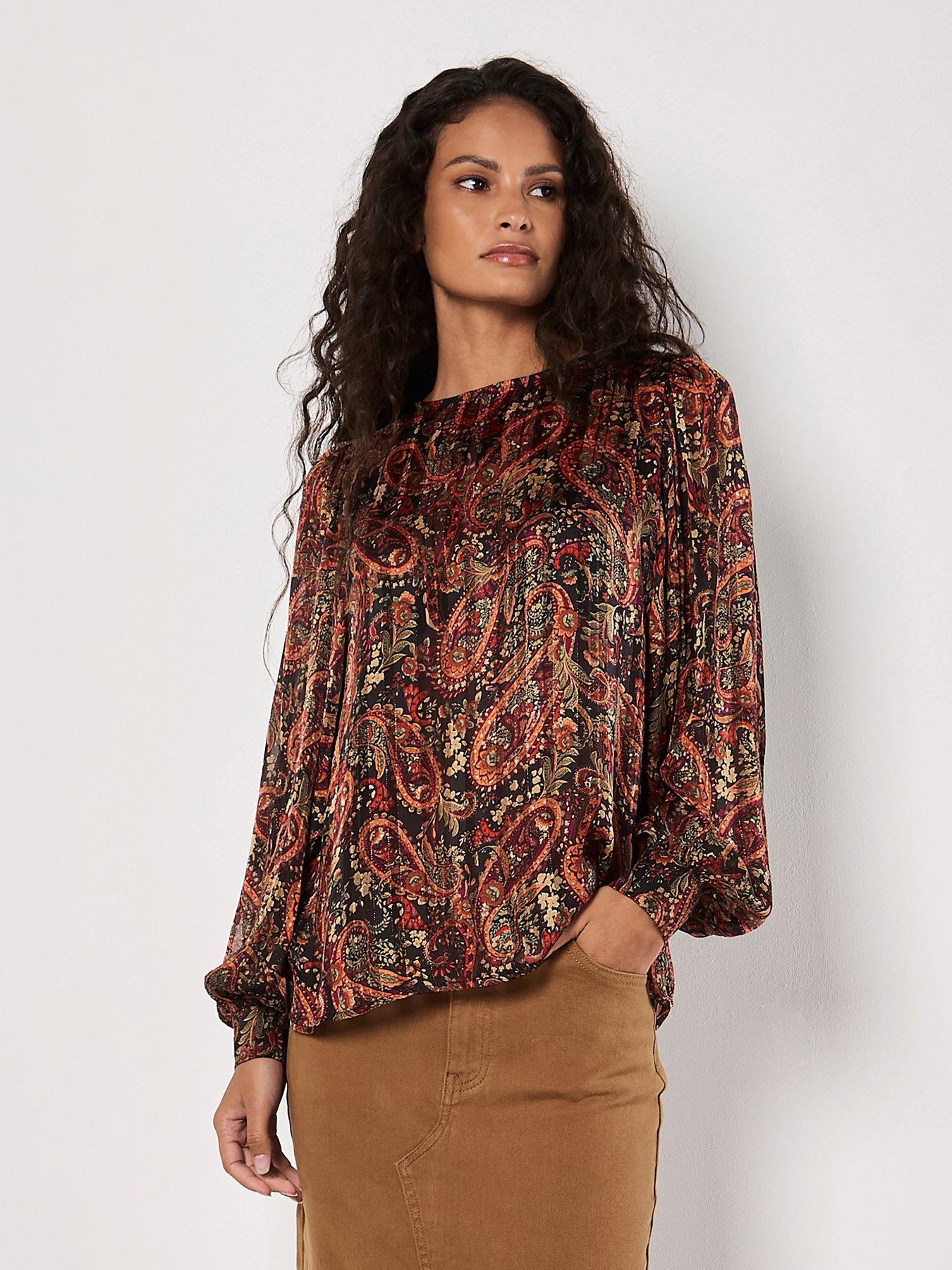 apricot-apricot-lurex-paisley-volume-sleeve-top