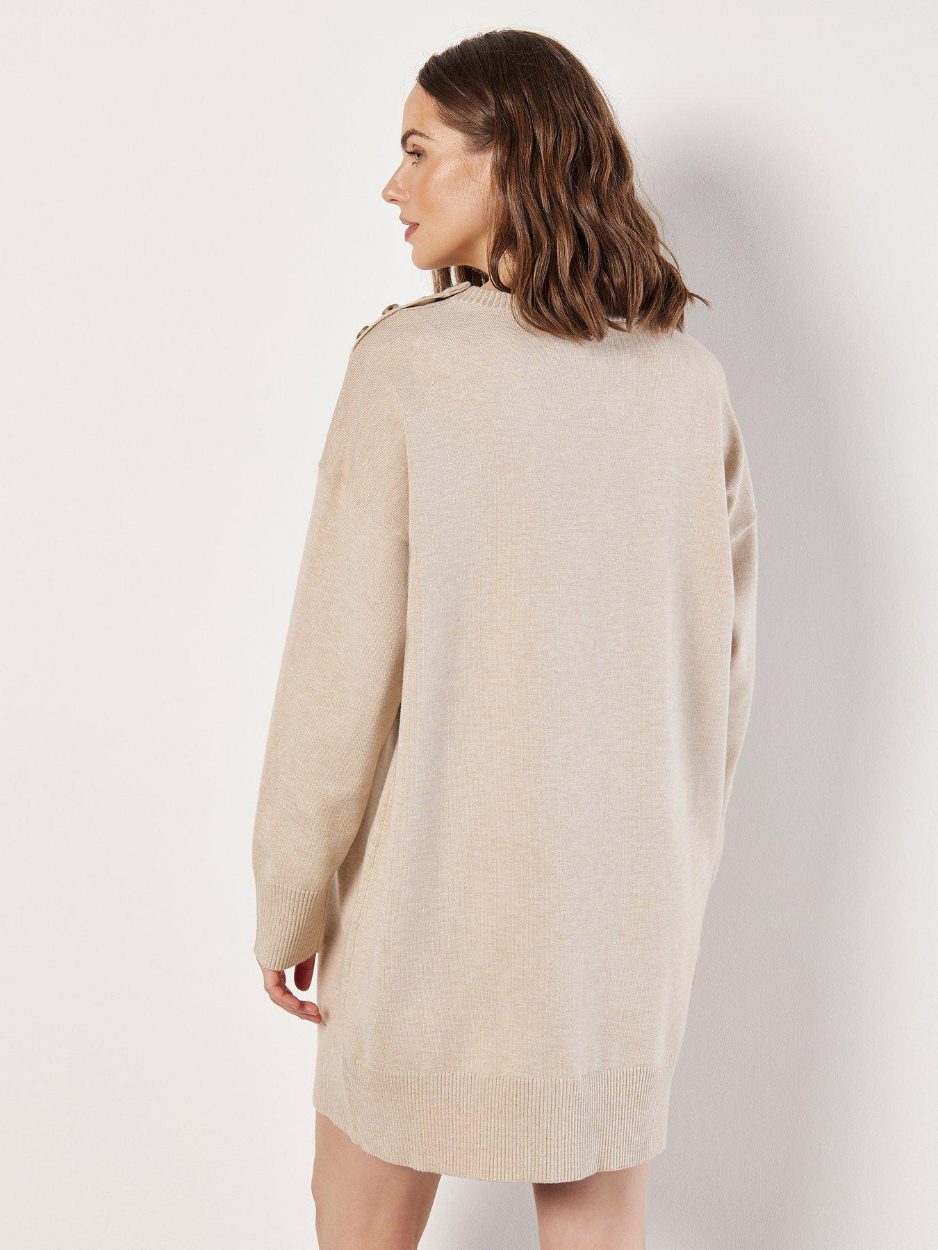 apricot-tortoise-button-shoulder-jumper-dress-greystillFront