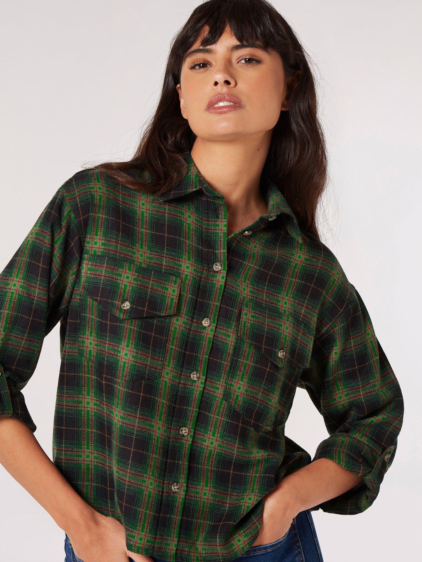 apricot-apricot-plaid-cropped-shirt