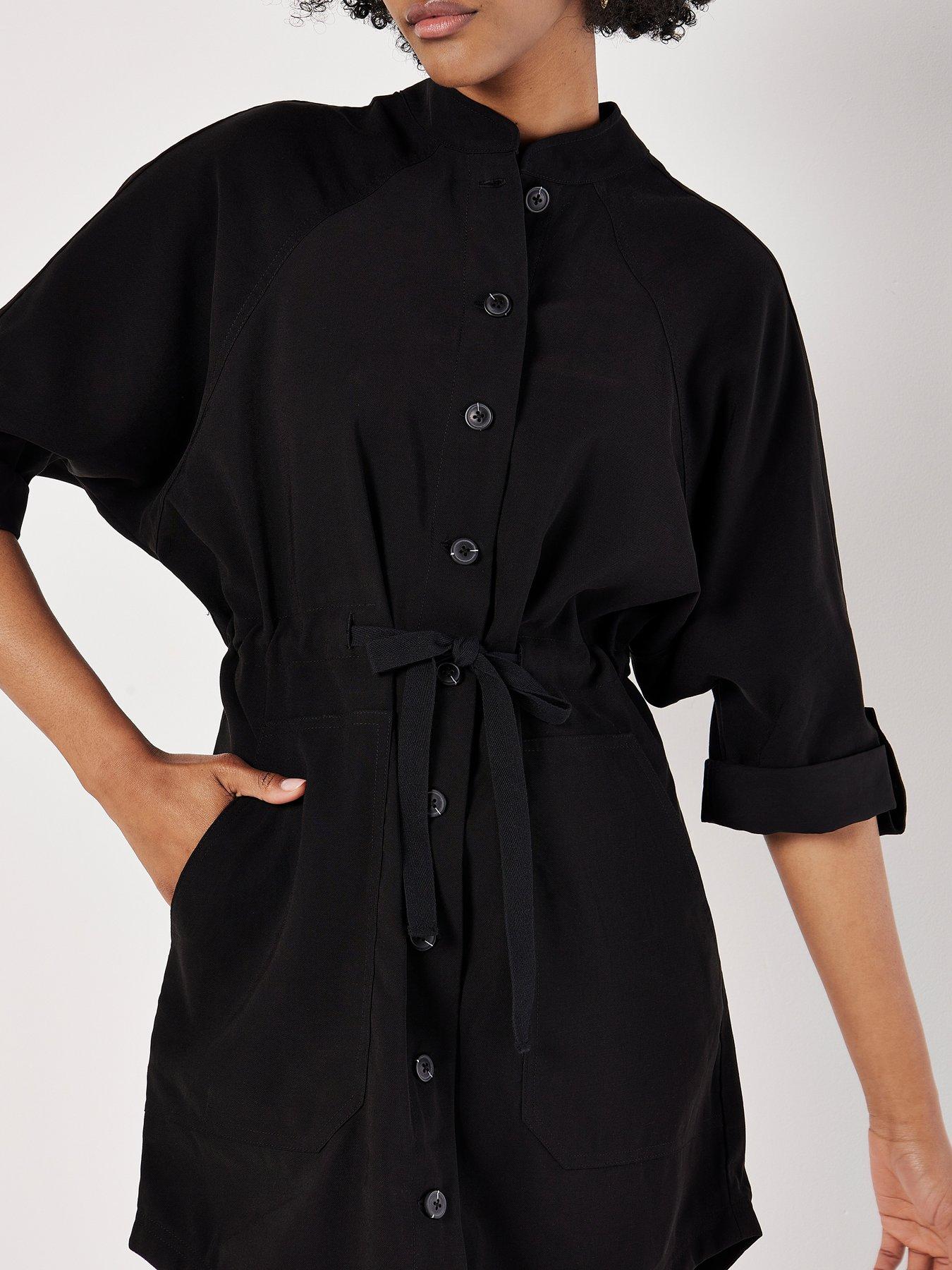 apricot-drawstring-shirt-mini-dress-blackoutfit