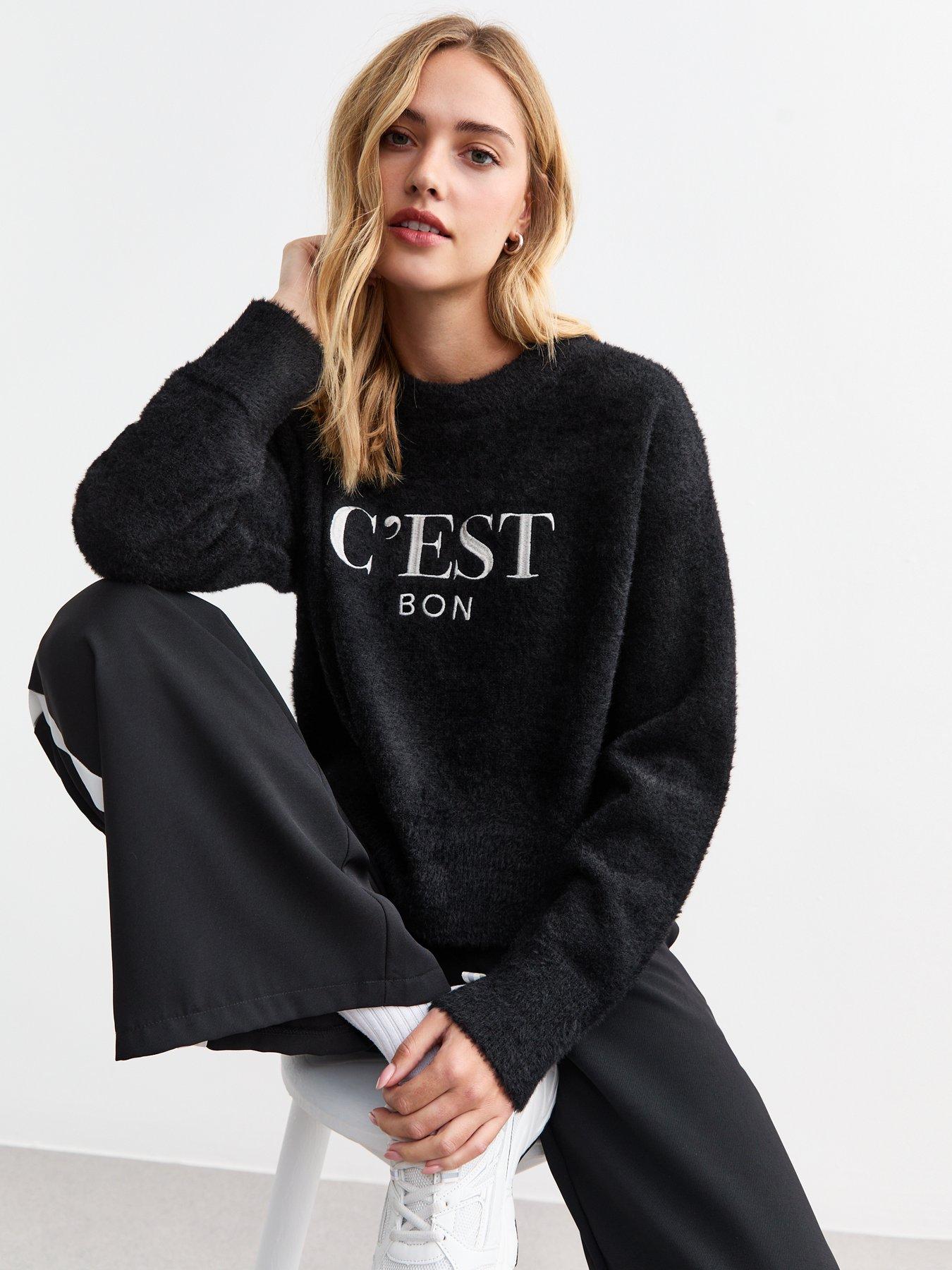 new-look-black-cest-bon-fluffy-jumper