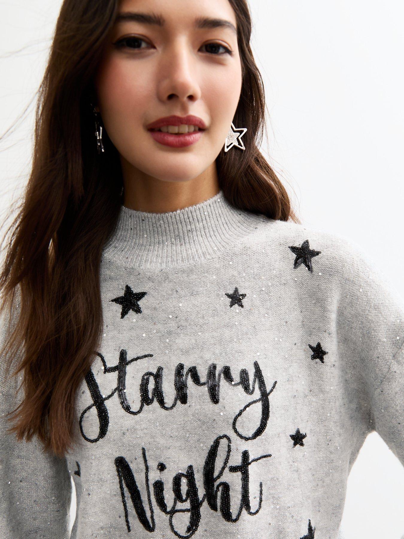 new-look-grey-starry-night-slogan-high-neck-jumper-printoutfit