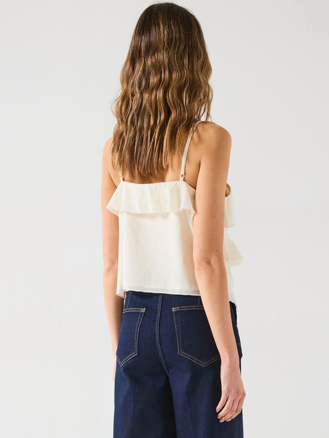 Image 2 of 6 of V by Very Crinkle Button Through Occasion Cami - Cream