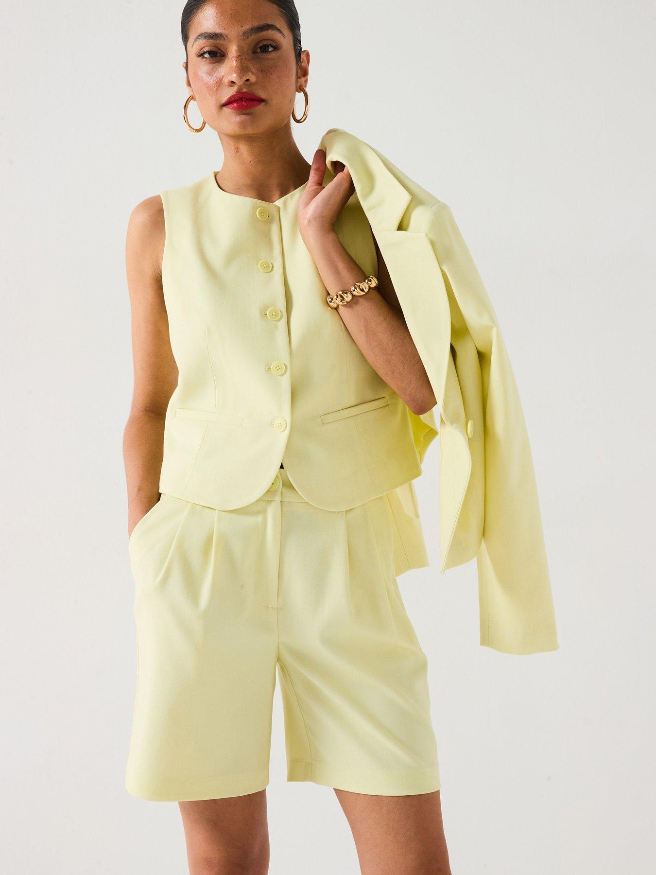 Image 1 of 6 of V by Very Scoop Waistcoat Co-Ord - Lemon