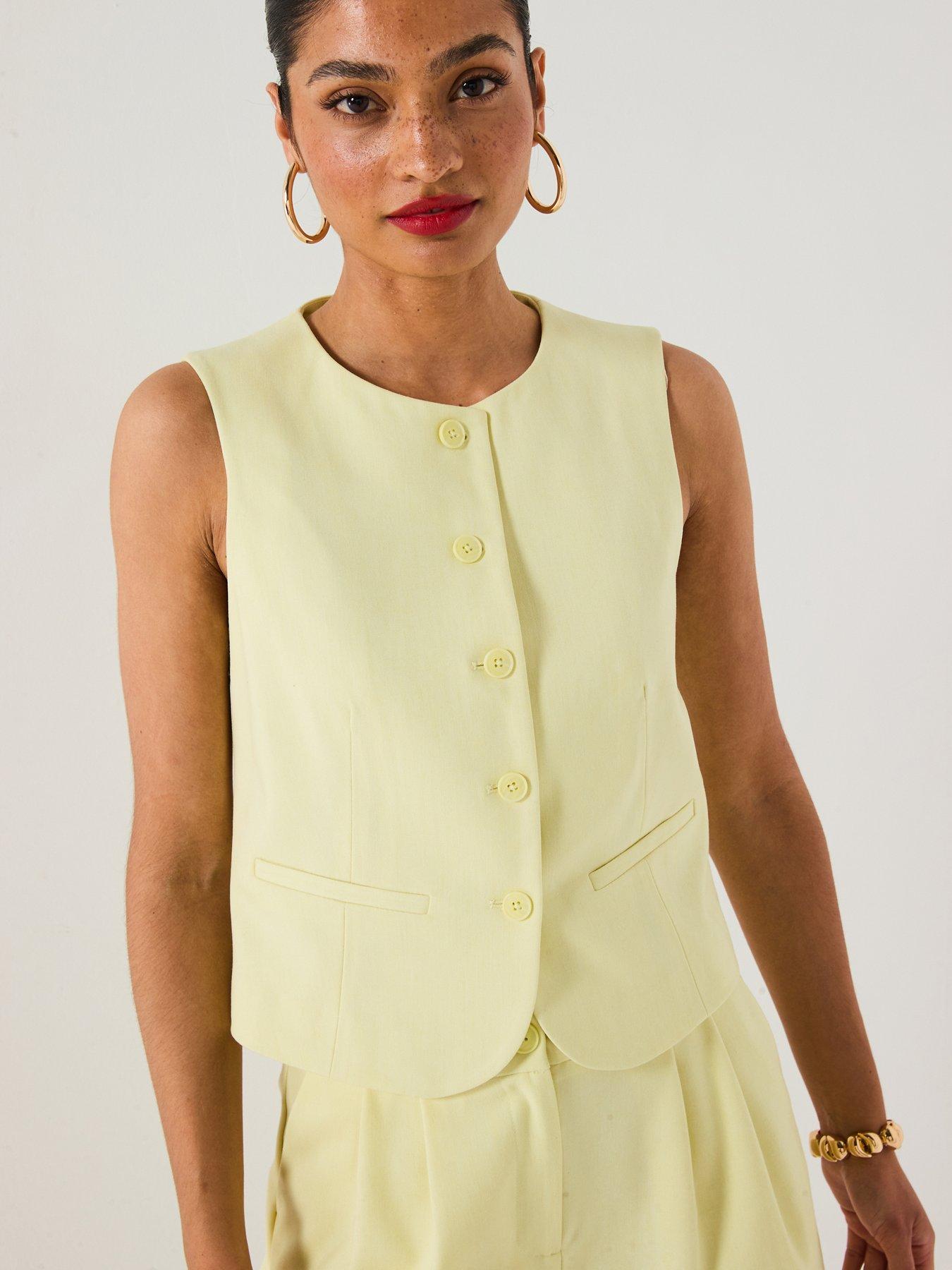 Image 5 of 6 of V by Very Scoop Waistcoat Co-Ord - Lemon