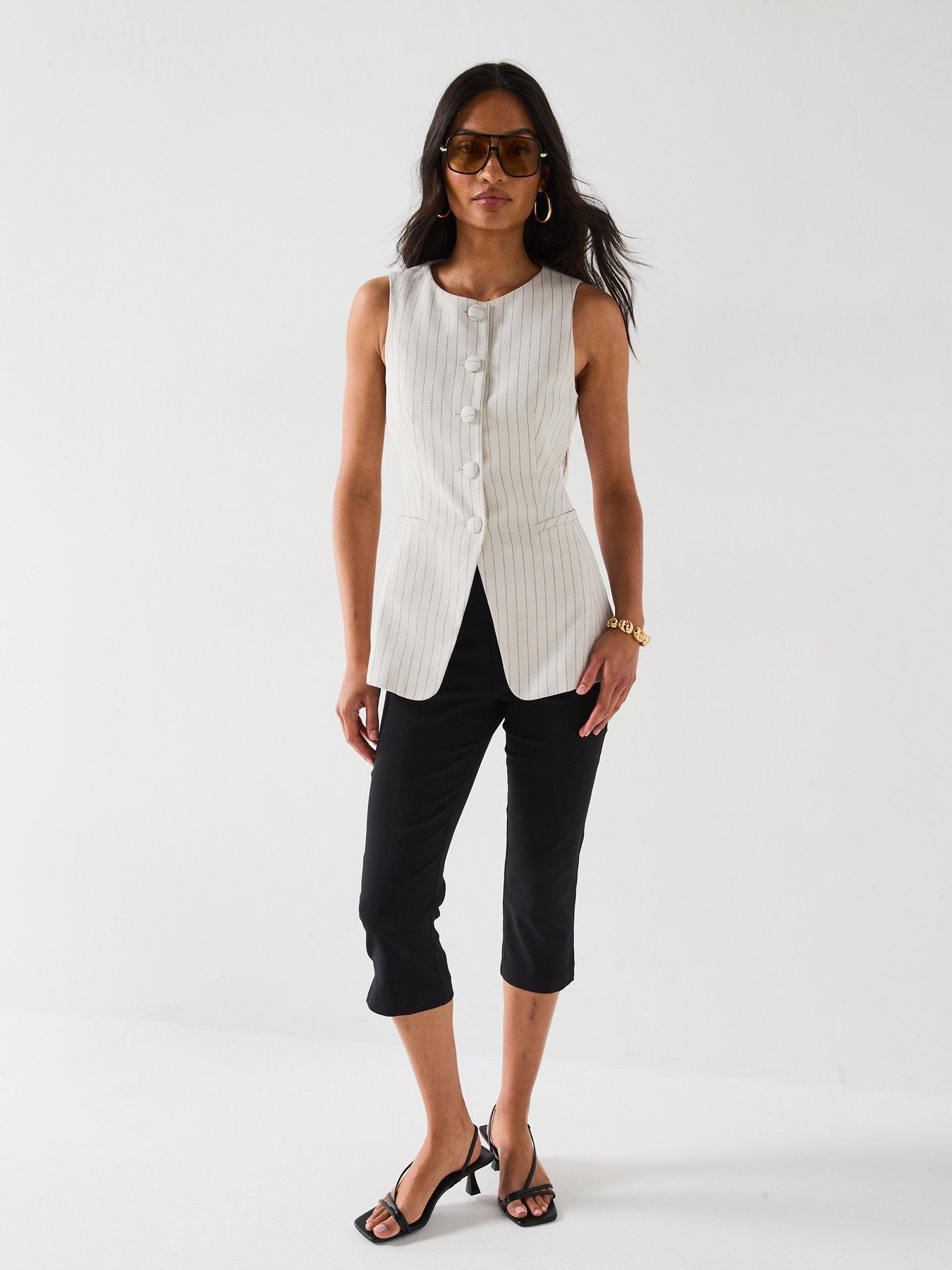 Image 3 of 6 of V by Very Stripe Button Through Waistcoat - Beige