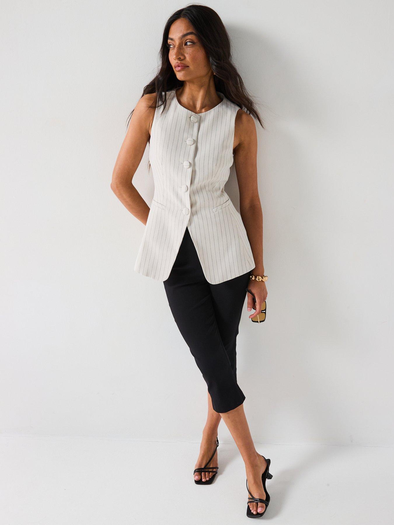 Image 5 of 6 of V by Very Stripe Button Through Waistcoat - Beige