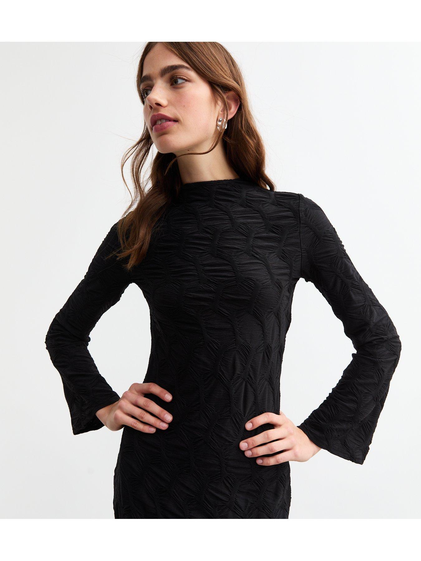 new-look-textured-long-sleeve-midaxi-dress-blackoutfit