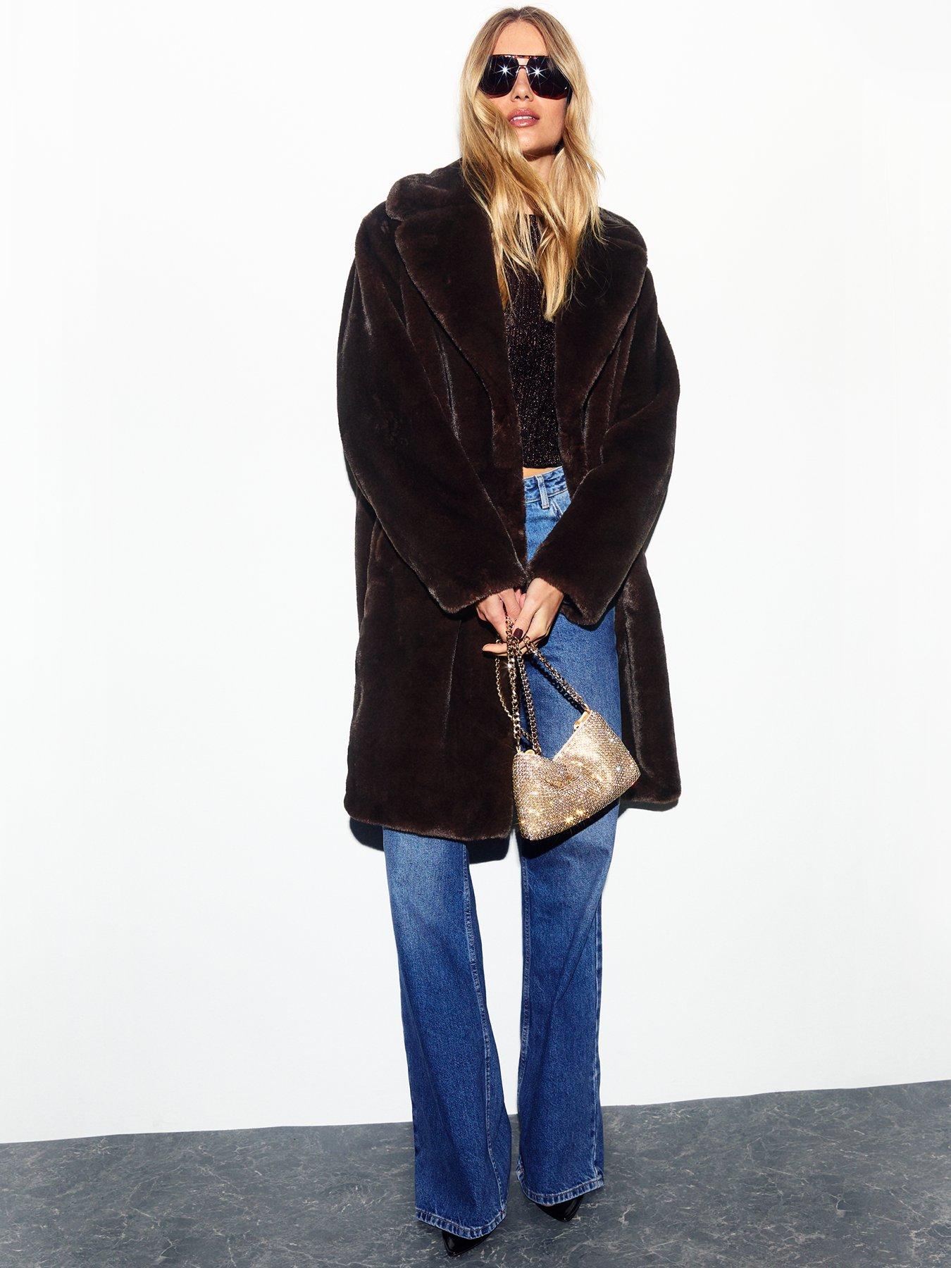 new-look-brown-faux-fur-longline-coat