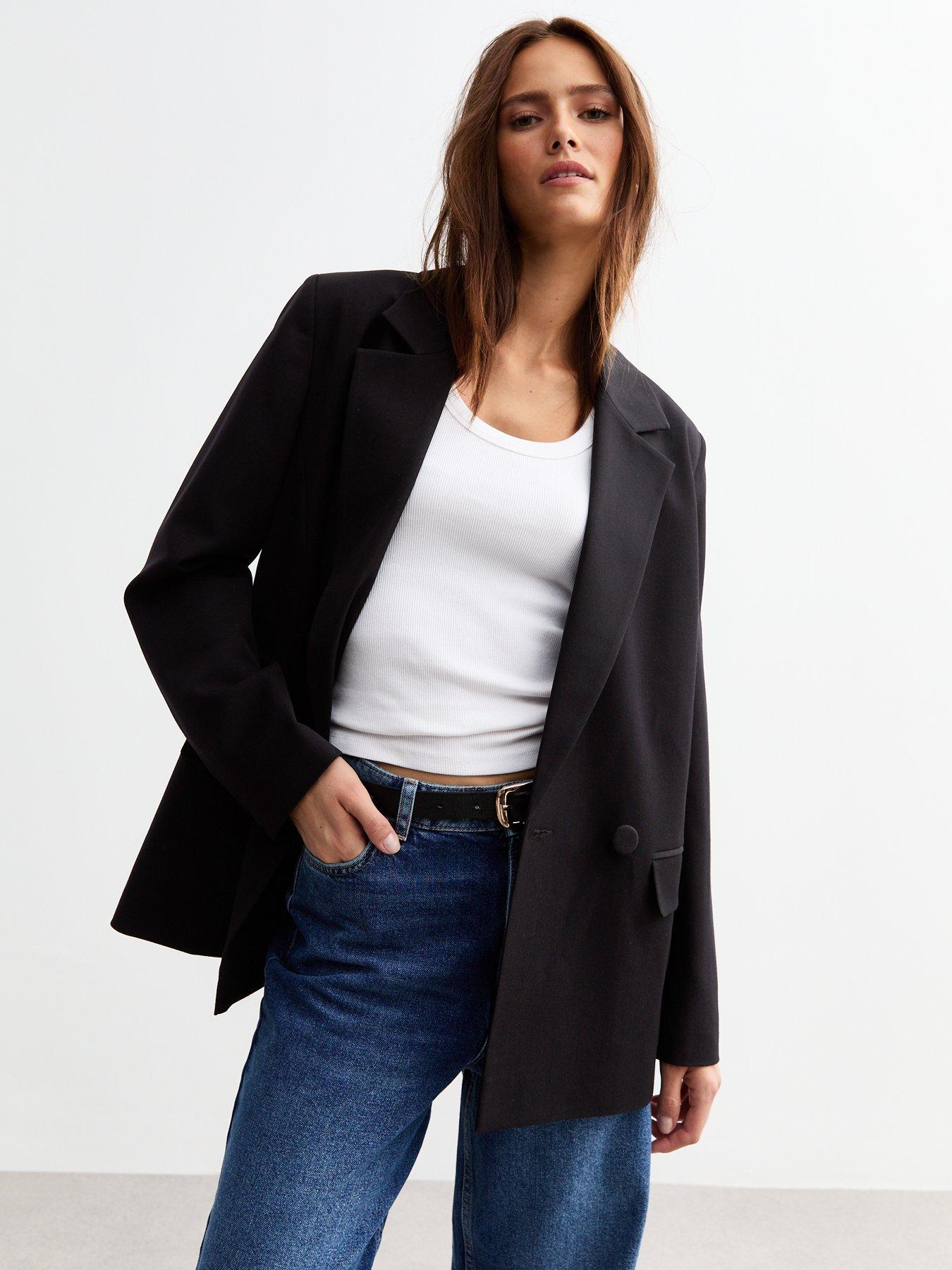 new-look-black-double-breasted-woven-blazer