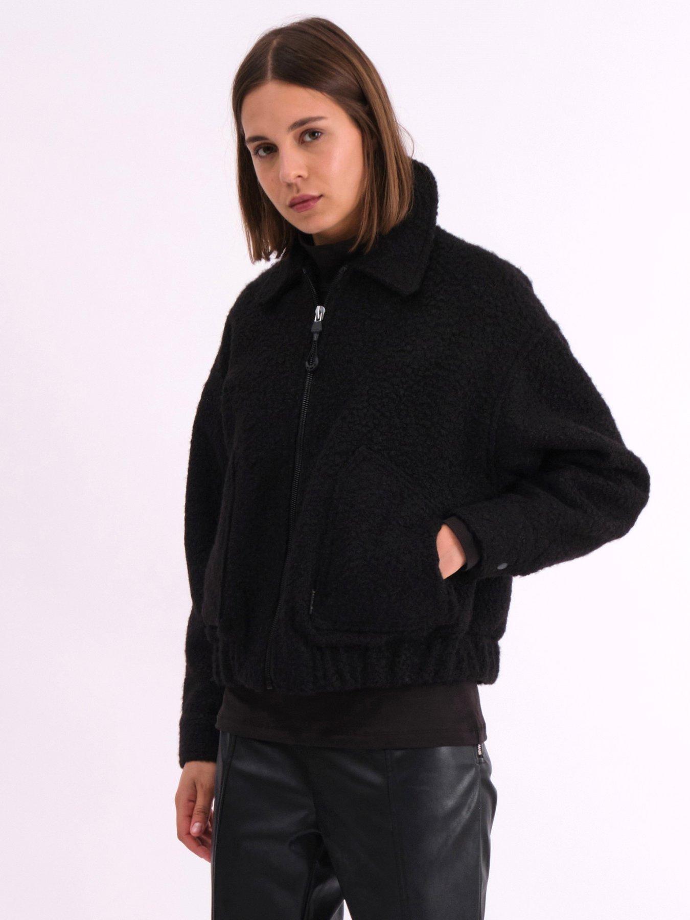 religion-oversized-boucle-bomber-jacket-black