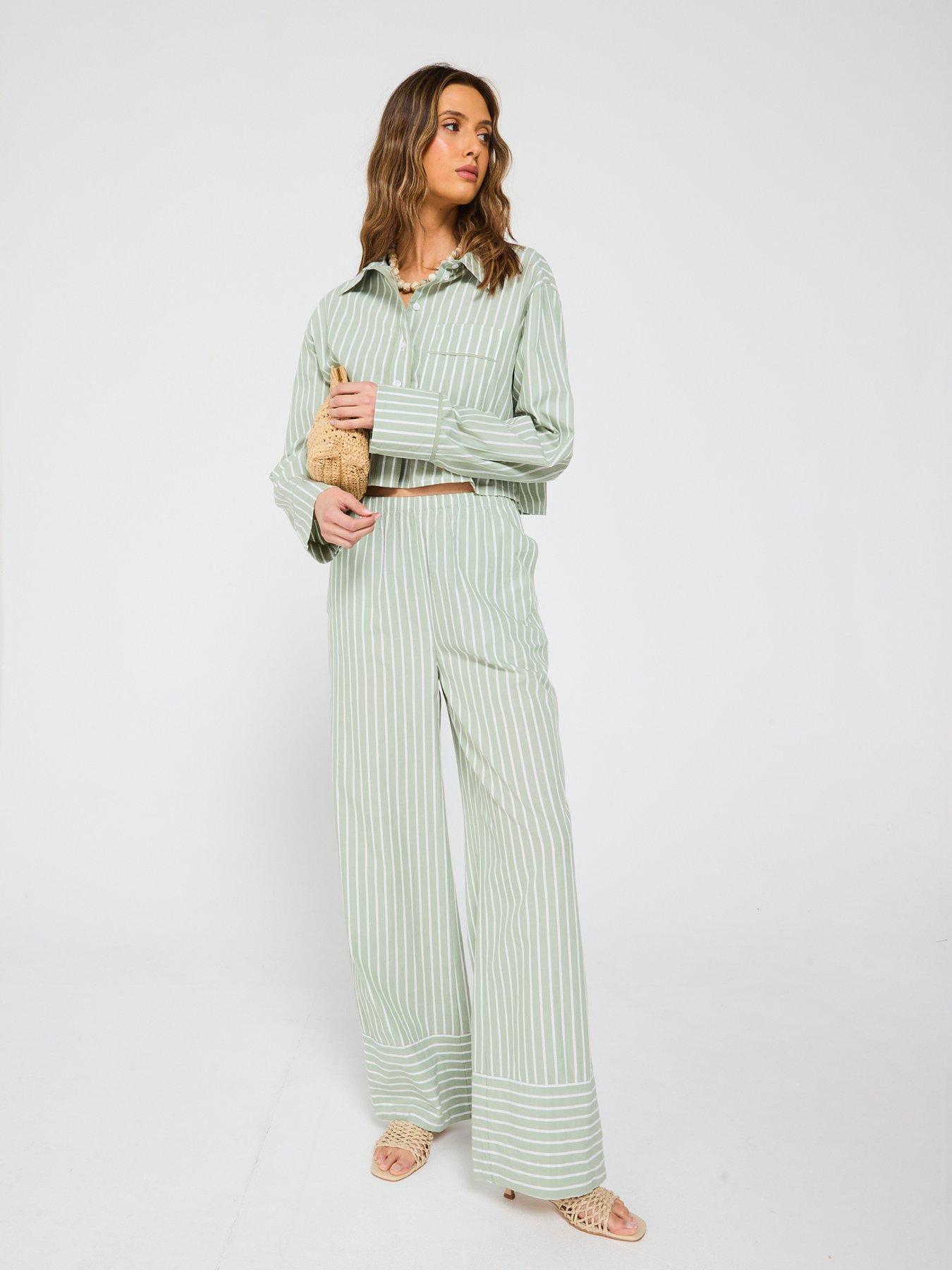 Image 3 of 6 of V by Very Stripe Wide Leg Trouser Co-Ord - Pink