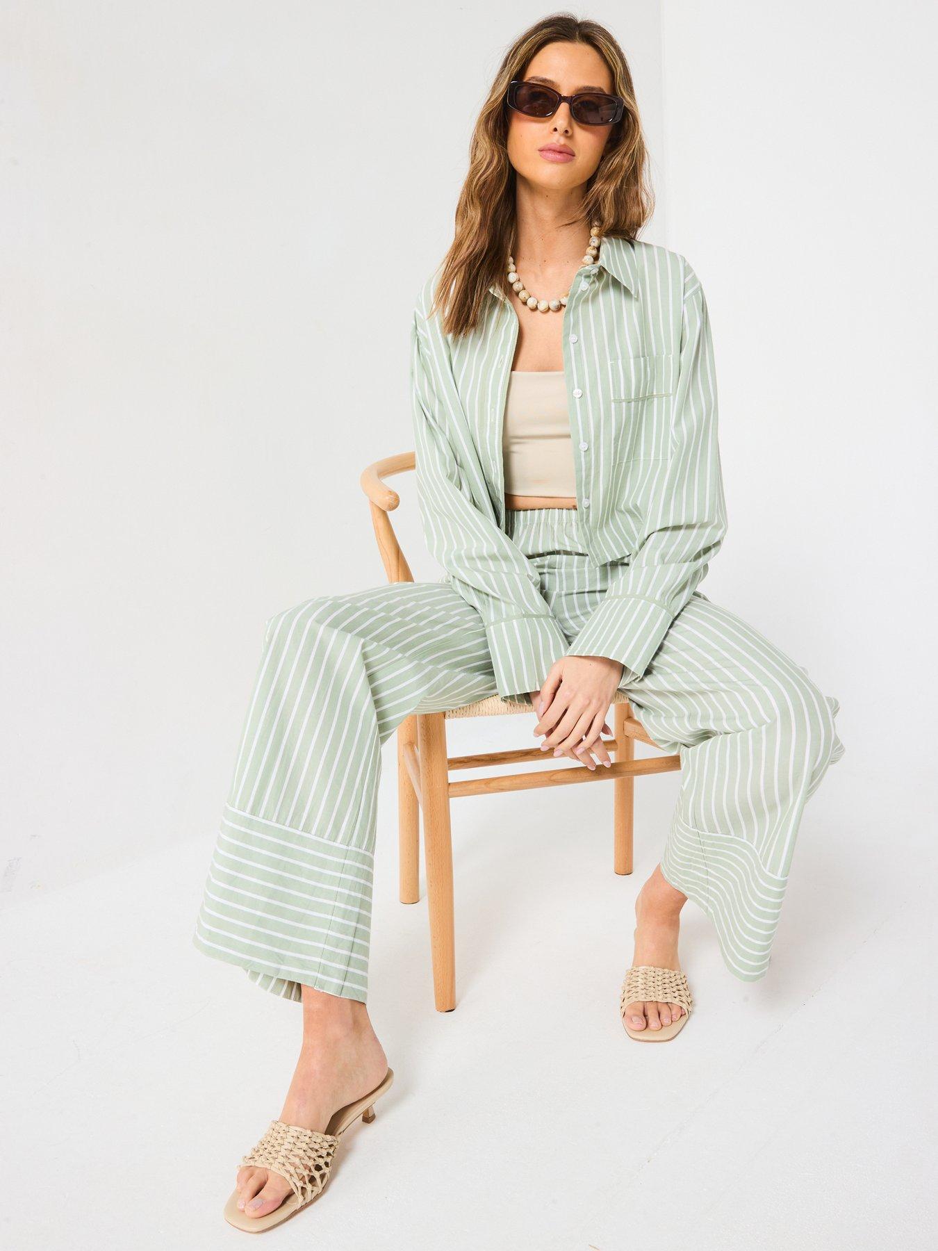 Image 6 of 6 of V by Very Stripe Wide Leg Trouser Co-Ord - Pink