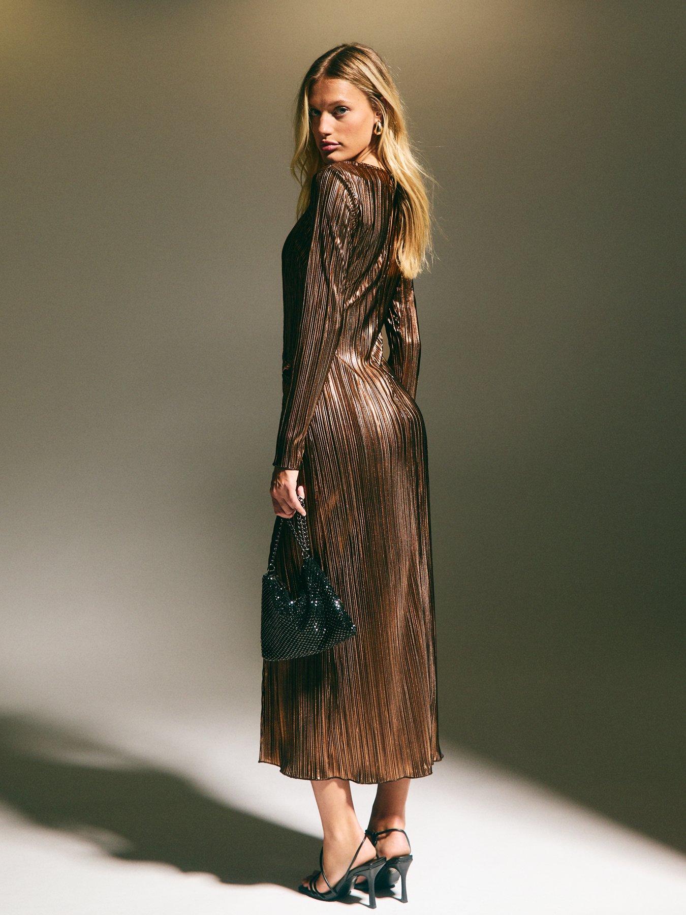 new-look-bronze-knotted-metallic-plisse-midaxi-dress-brownstillFront