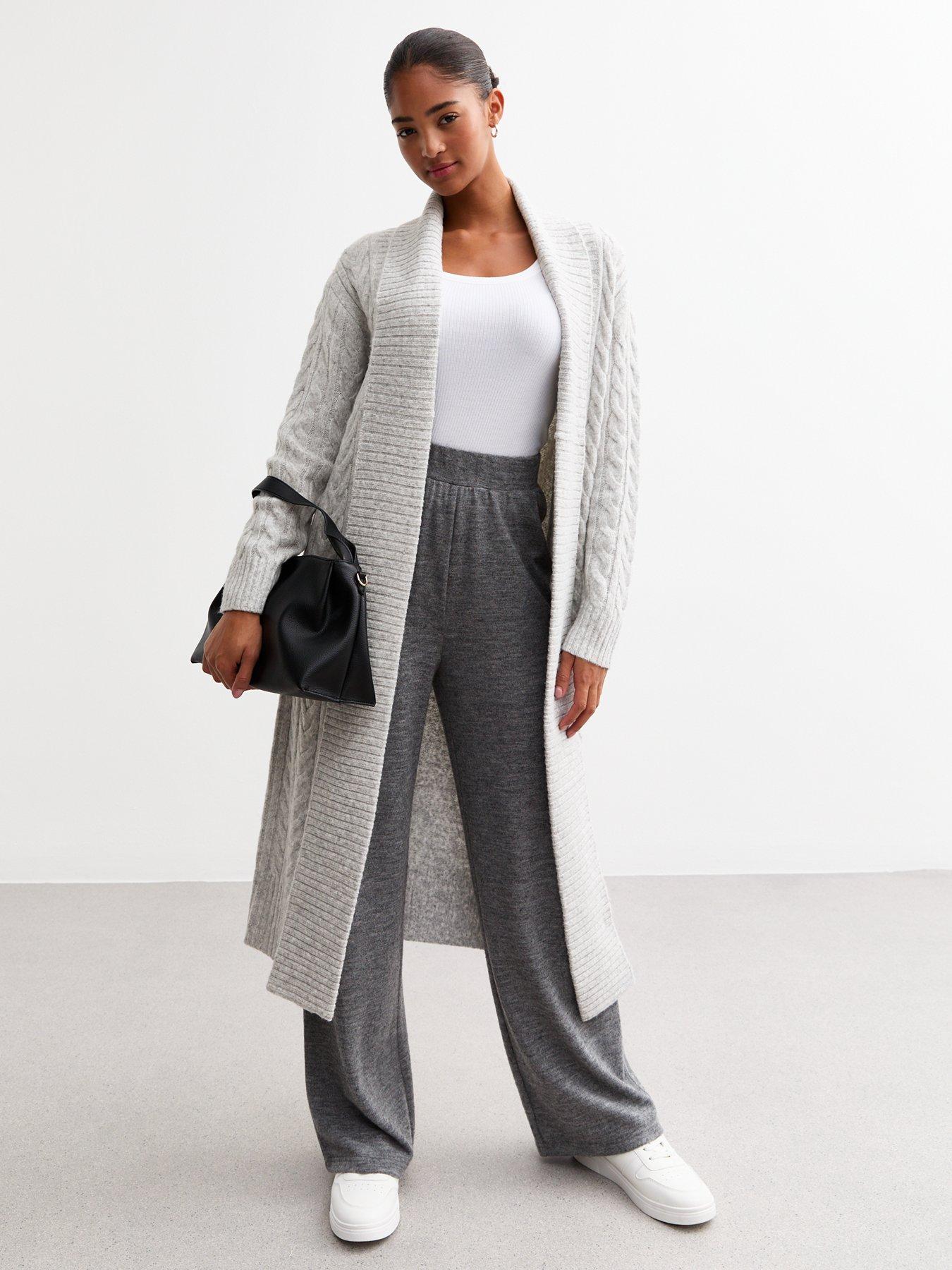 new-look-pale-cable-knit-maxi-cardigan-grey