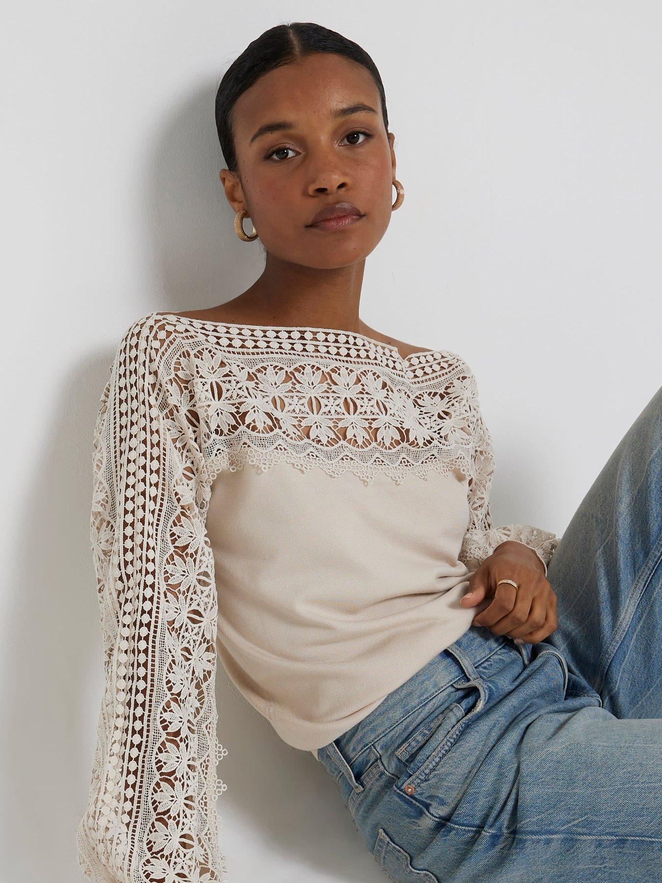 river-island-lace-hybrid-jumper-cream