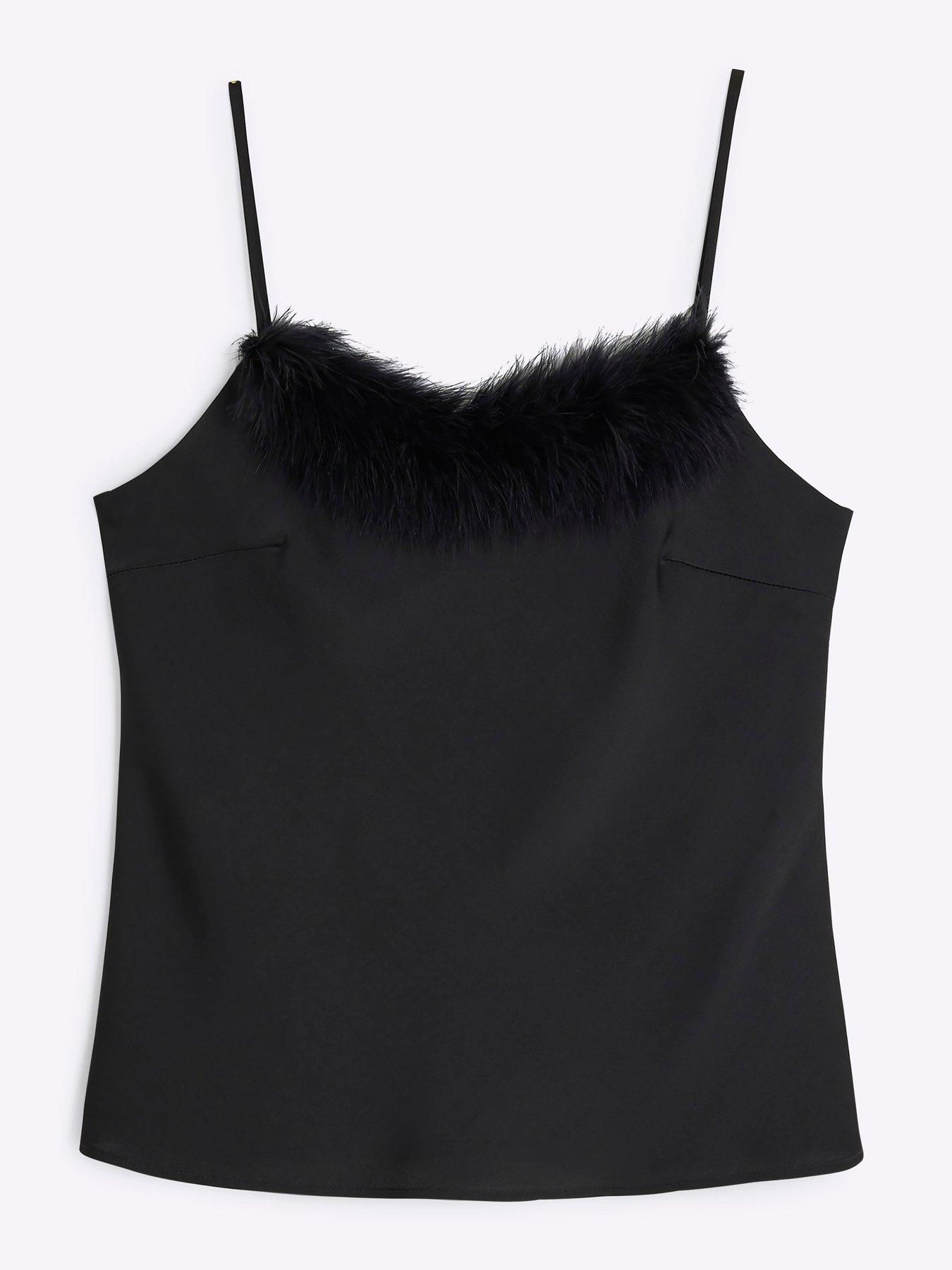 river-island-feather-trim-cami-top-blackdetail